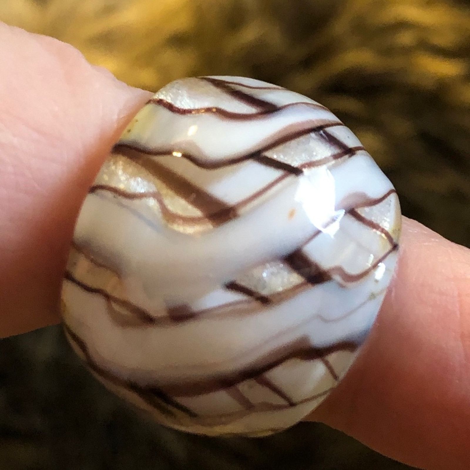 Handmade Handmade brown and white sparkle glass ring Size ONE SIZE - 6 Thumbnail