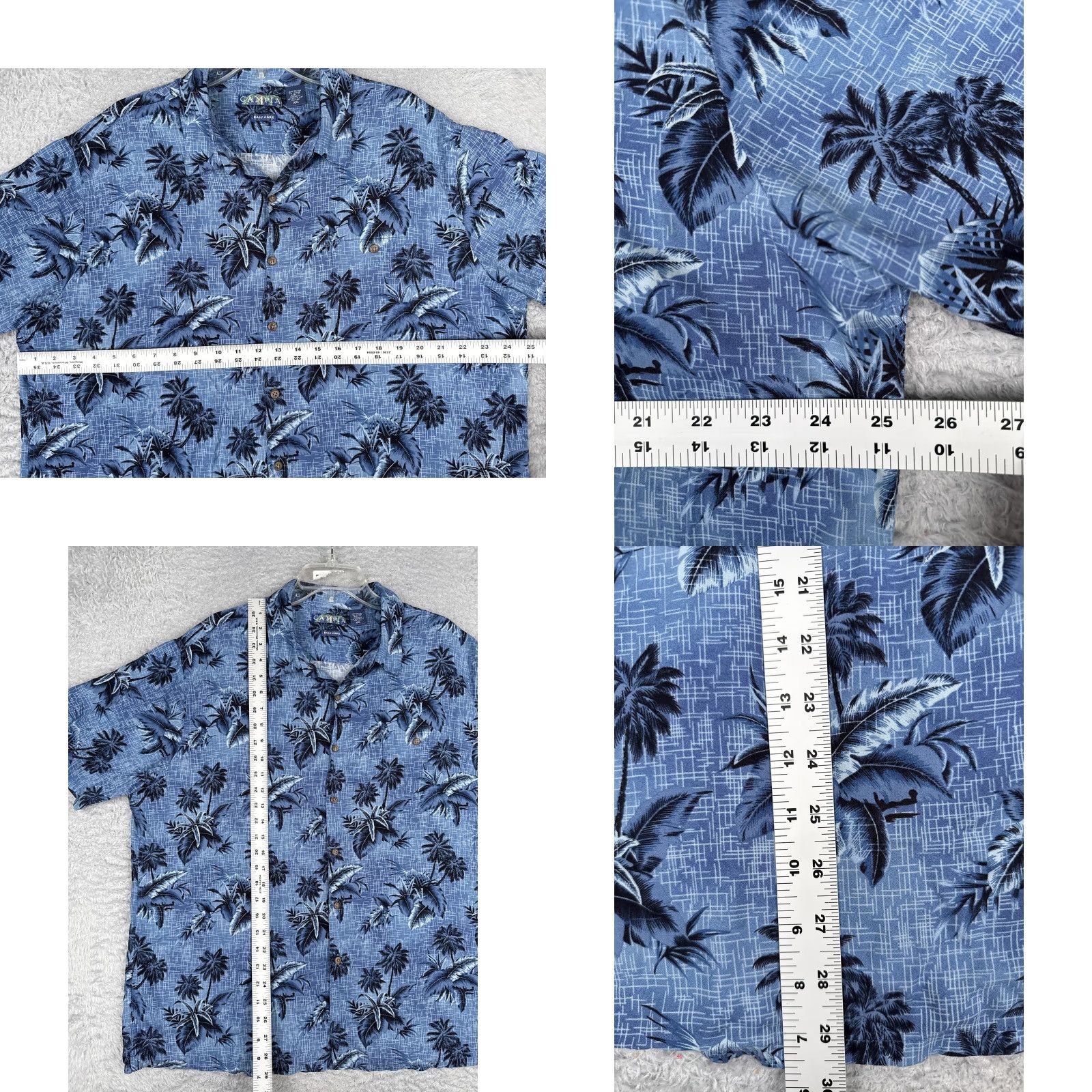 Vintage Campia Shirt Mens 2XL Blue Short Sleeve Hawaiian Palm Tree Button Up Tropical Size US XXL / EU 58 / 5 - 8 Thumbnail