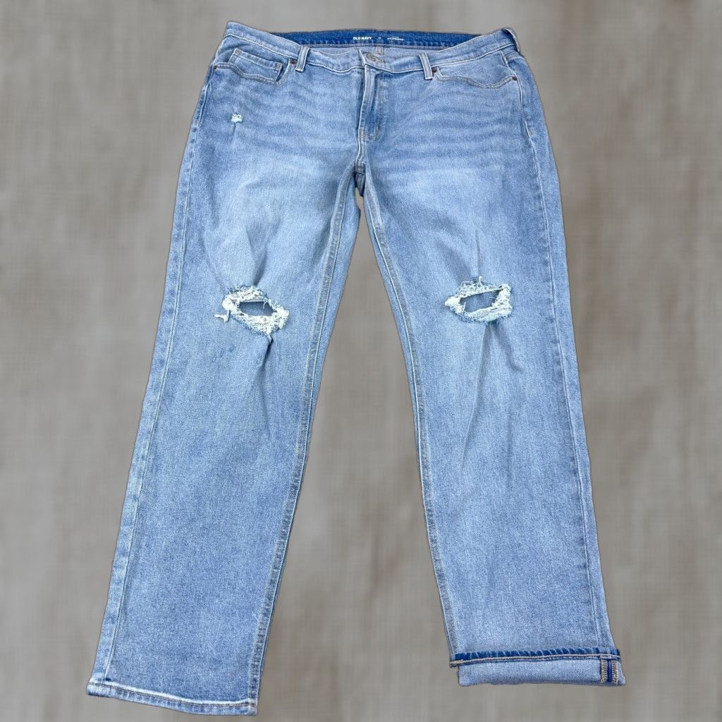 Old Navy Old Navy Jeans Women 16 Boyfriend Fit Mid Rise Light Wash Distressed Jeans Size 38" / US 16 / IT 52 - 1 Thumbnail