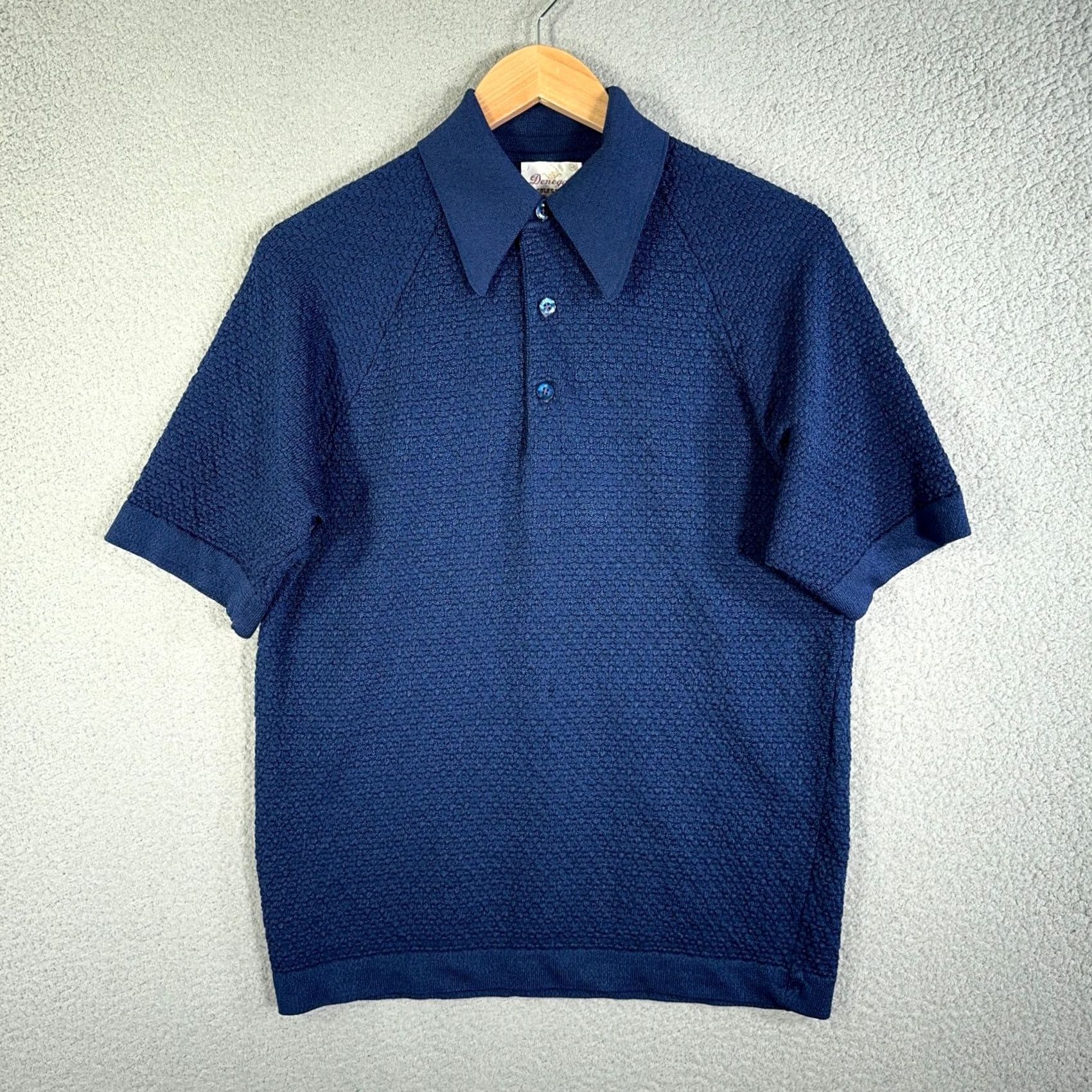 Vintage VINTAGE Donegal Coleseta Polo Shirt M Blue 60s 70s Retro Rockabilly Button-Down Collar Mens Polo Shirt Medium Bubble Texture Knit 60s 70s Size US M / EU 48-50 / 2 - 2 Thumbnail