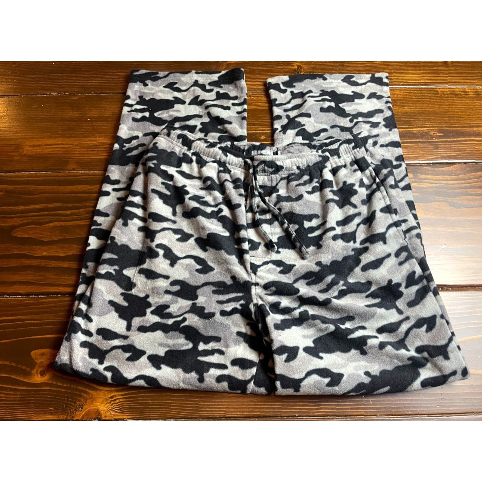 Vintage Northcrest Pants Mens Size M 38-40 Black Gray Camo Fleece Pajama Sweatpants Casual Reg Size US 31 - 2 Thumbnail