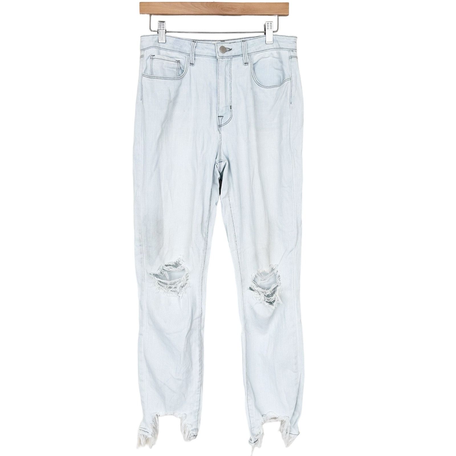 L'AGENCE L'Agence High Line Distressed Skinny Jeans Raw Hem Sz 28 Size 28" / US 6 / IT 42 - 1 Thumbnail