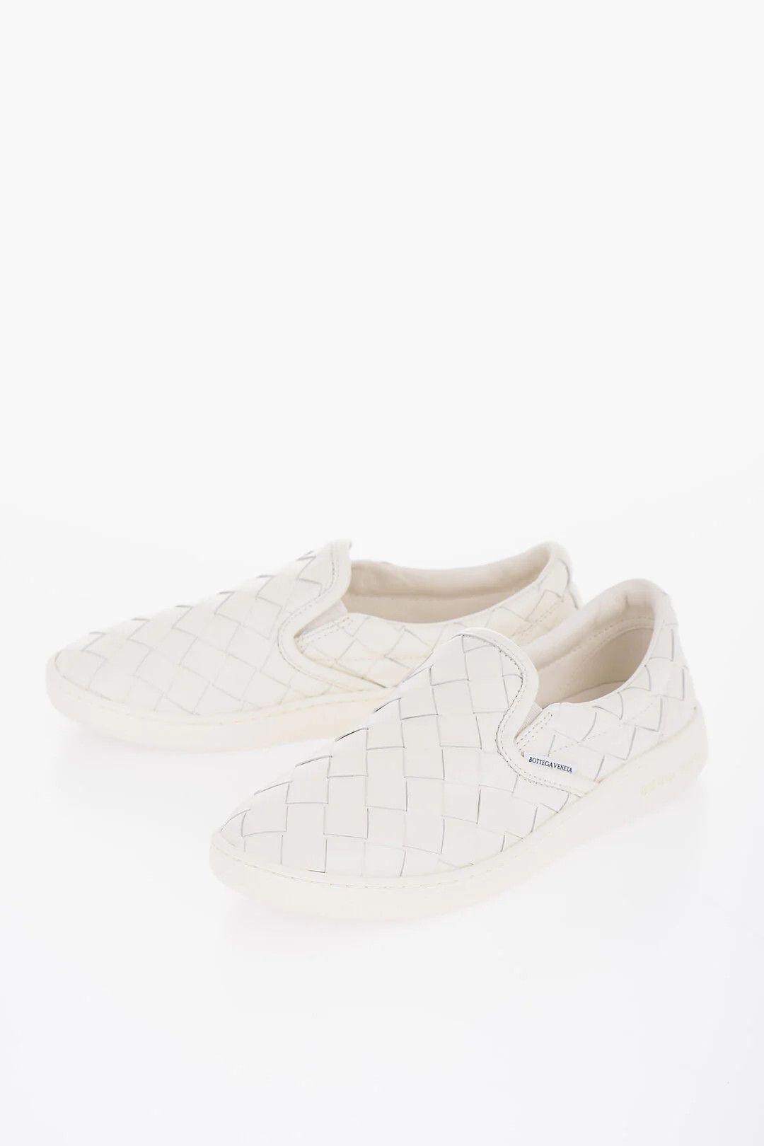 Bottega Veneta og1mm0426 Woven Leather Slip-On Sneakers in White Size US 11 / IT 41 - 5 Thumbnail