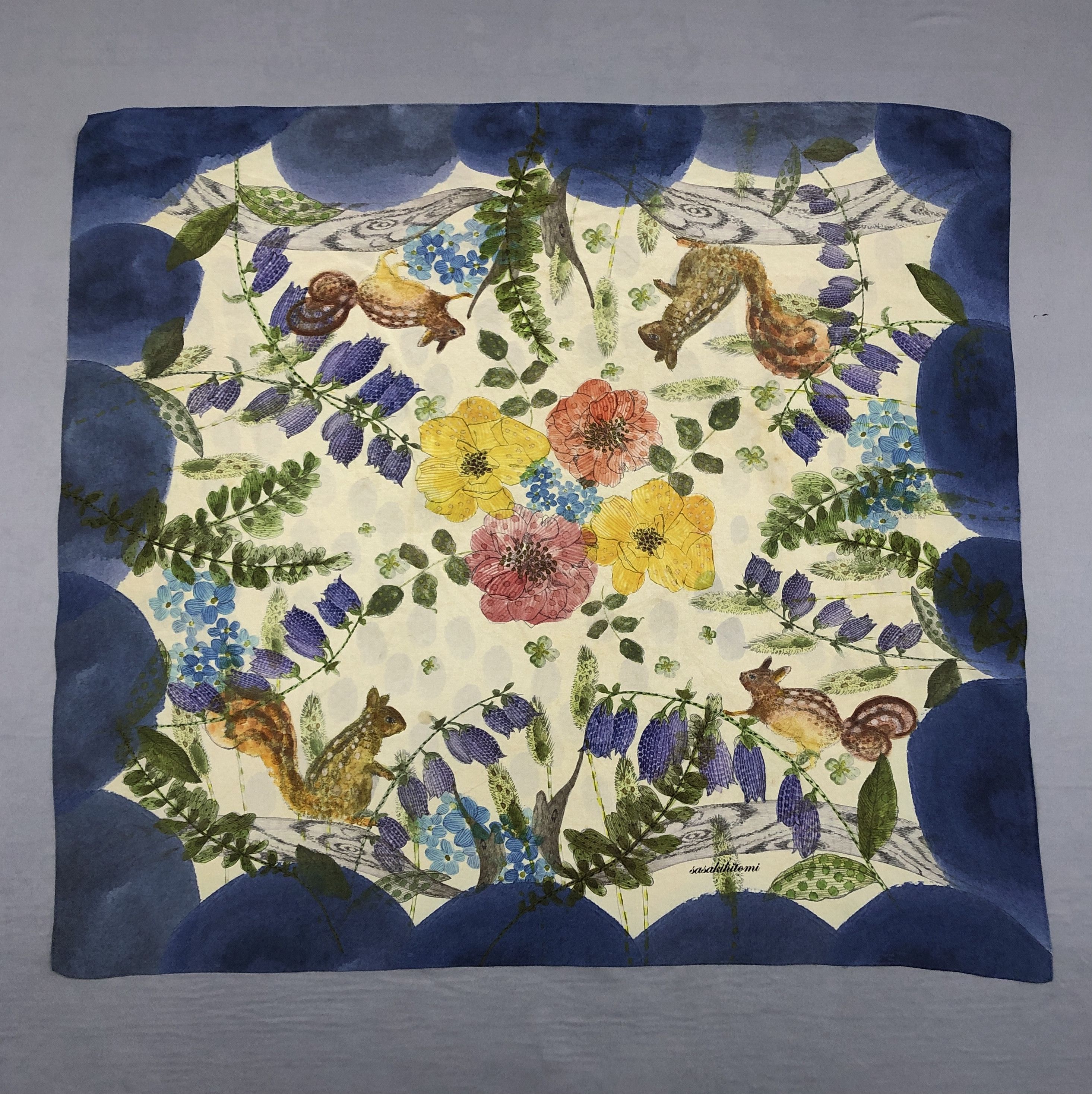 Japanese Brand × Vintage Vintage Sasaki Hitomi SILK Scarf Twill Stole Wraps Scarves Size ONE SIZE - 1 Thumbnail