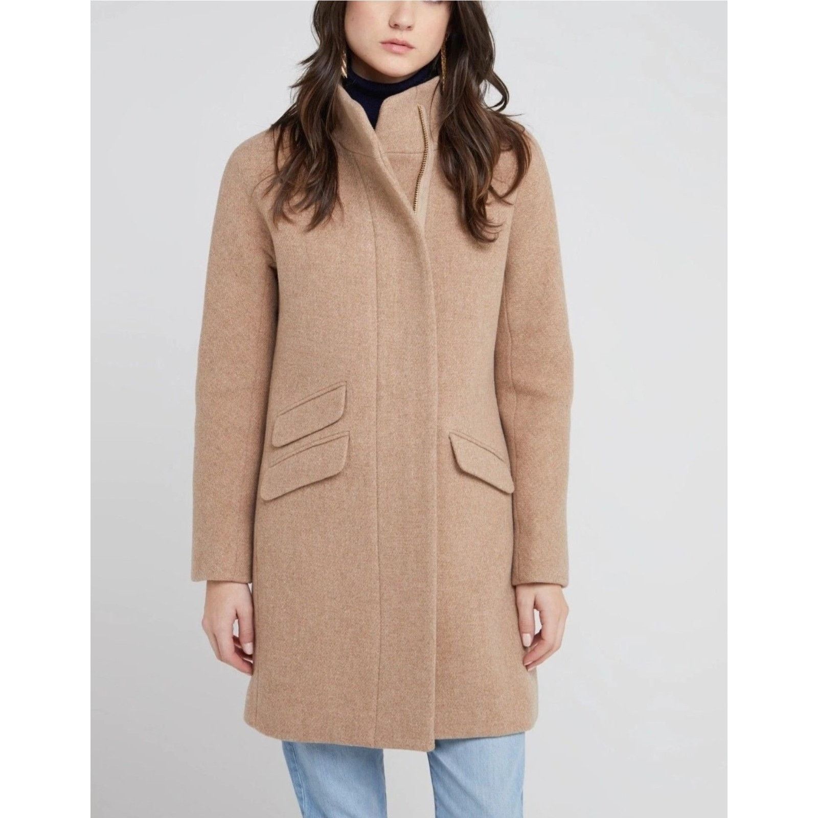 J.Crew J. CREW Stadium Cloth Wool Cocoon Coat Tan Camel Neutral Size XS / US 0-2 / IT 36-38 - 2 Thumbnail