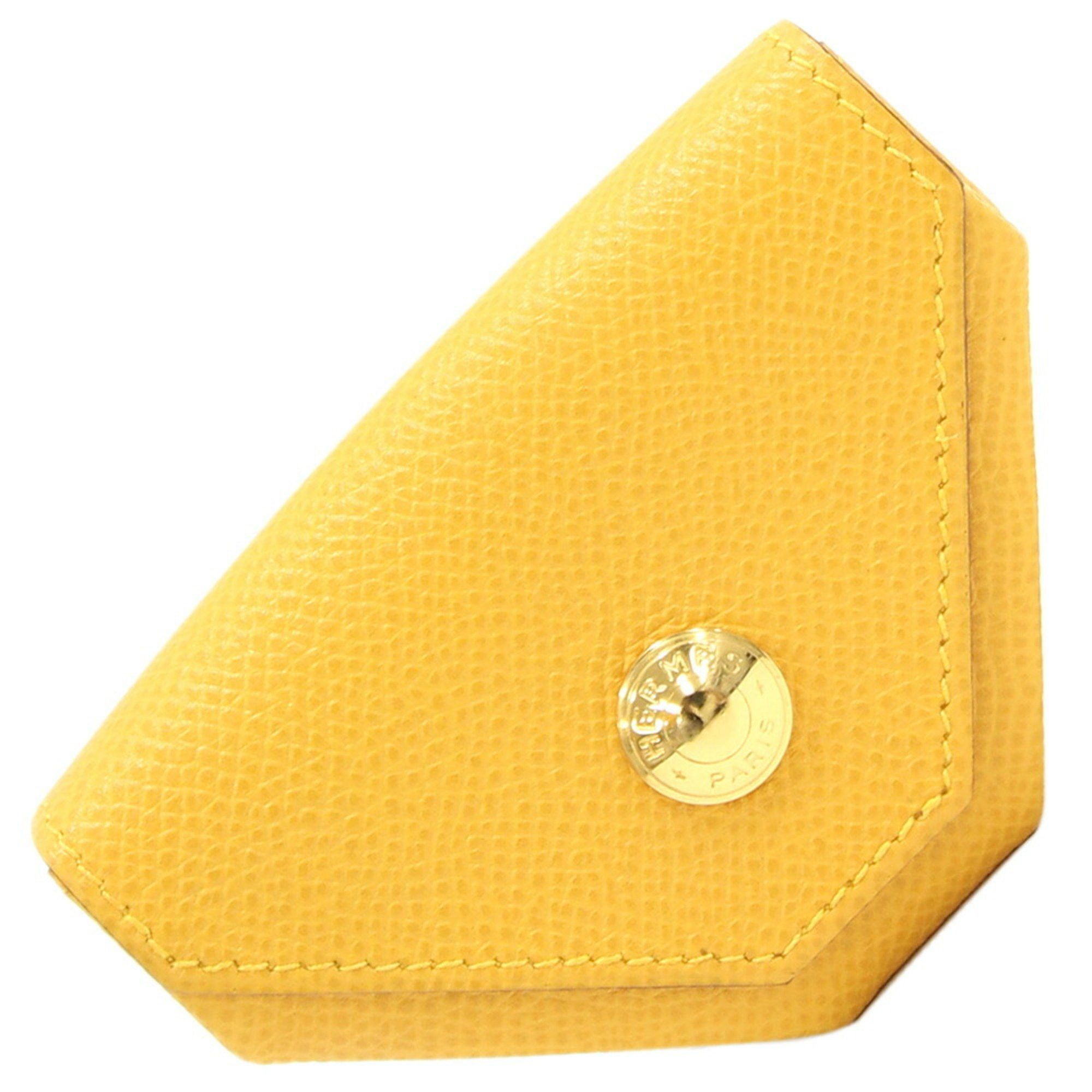 image of Hermes Coin Case Le Vingt Quatre Yellow Veau Epsom C Stamp 1999 Purse Wallet Serie Women's Hermes