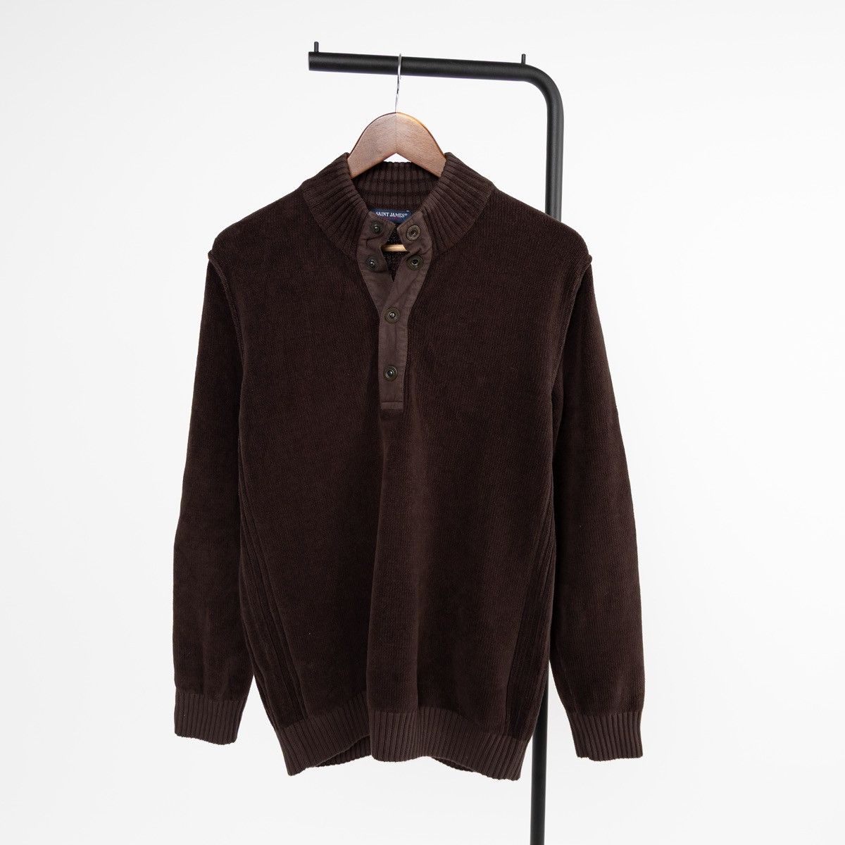 Saint James Saint James Knit Sweater Quarter Button Elbow Patch Pullover Size US M / EU 48-50 / 2 - 1 Thumbnail