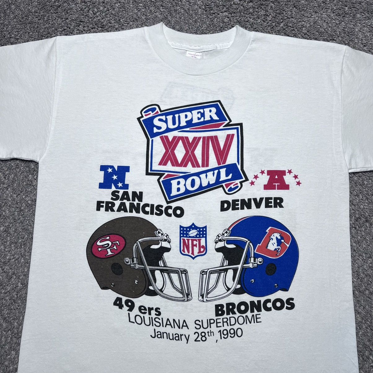 NFL Vtg 1990 NFL Super Bowl 49ers Broncos Championship T-Shirt Size US L / EU 52-54 / 3 - 4 Thumbnail