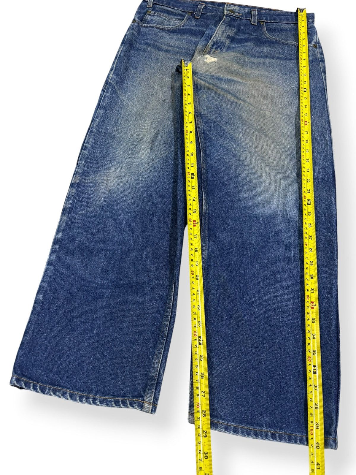 Other Y2K Prison Blues Dirt Mud Wash Loose Tapered Carpenter Jeans Size US 36 / EU 52 - 12 Thumbnail