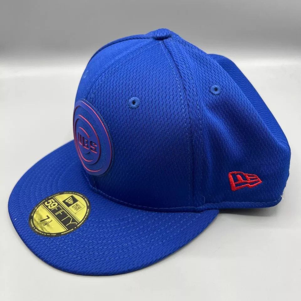 New Era Chicago Cubs Hat Men 7 3/8 Blue Fitted Cap New Size ONE SIZE - 2 Thumbnail
