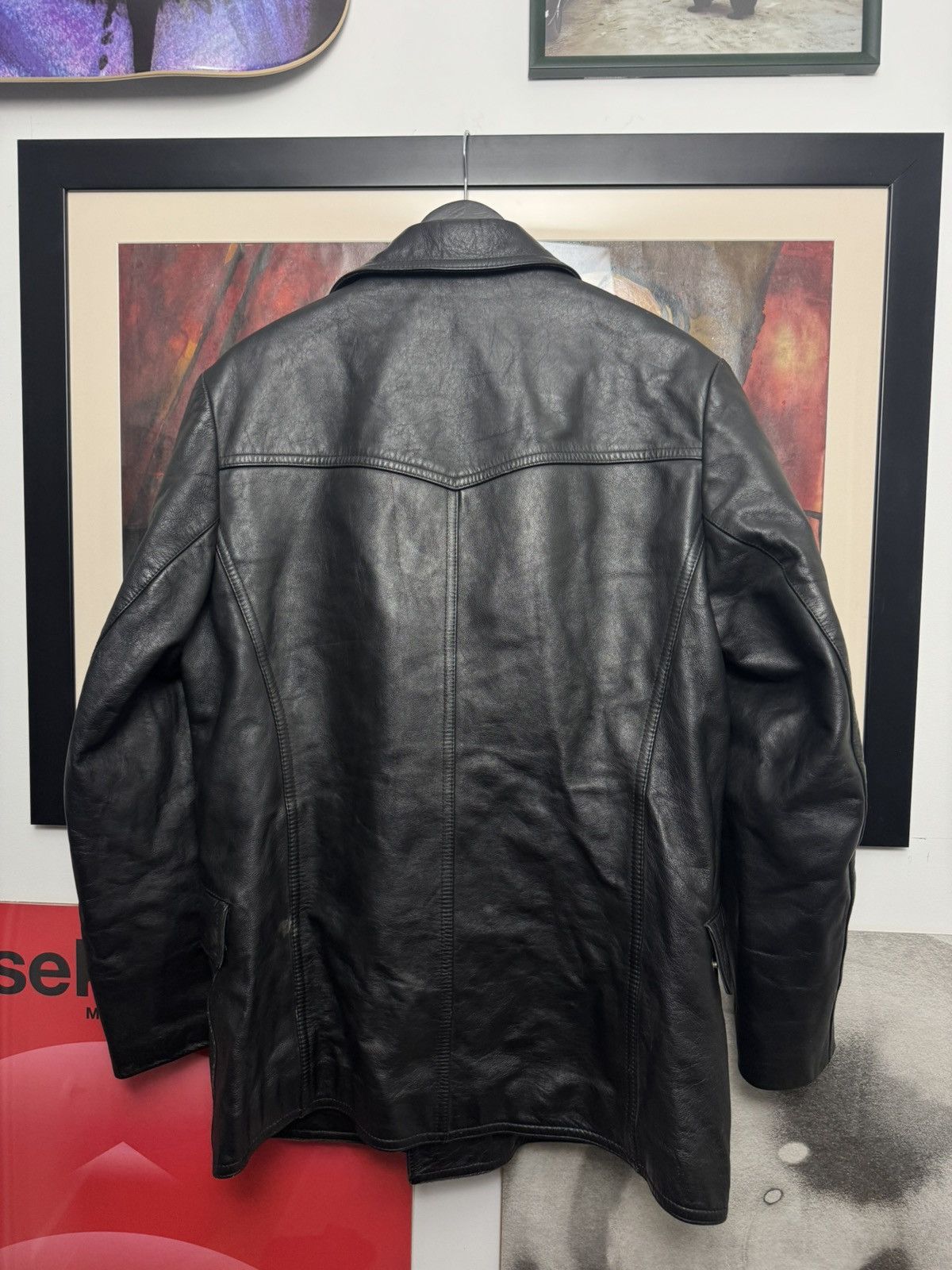 Vintage Polizei Vintage 80s OG German Leather Black Jacket Button Up Size US L / EU 52-54 / 3 - 3 Thumbnail