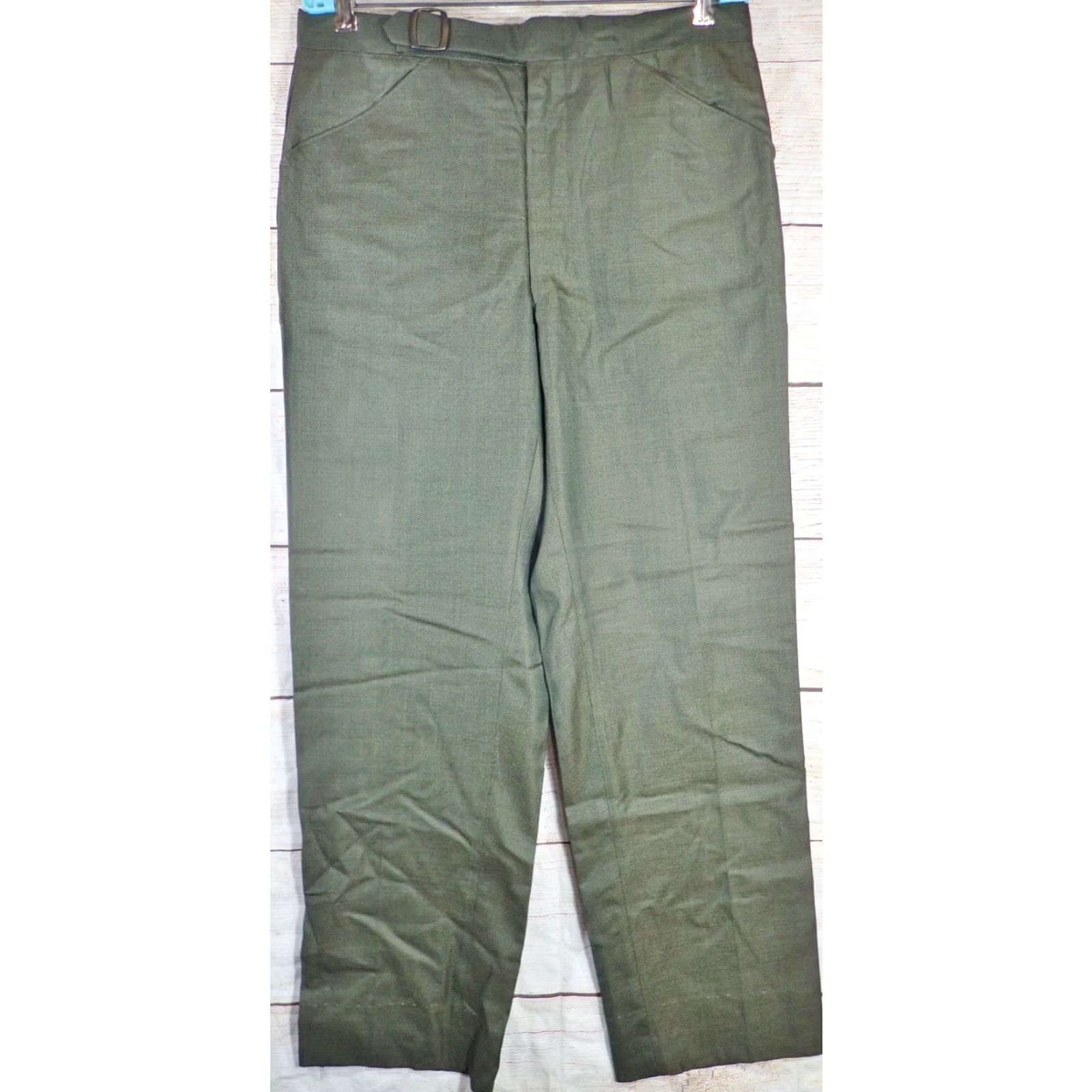 Vintage VINTAGE Sliver Mfg Co Gulf Steam Traditionals SHARKSKIN GREEN PANTS TROUSERS Slacks 34x28 Talon zip 1950s 60s Men Size US 34 / EU 50 - 2 Thumbnail