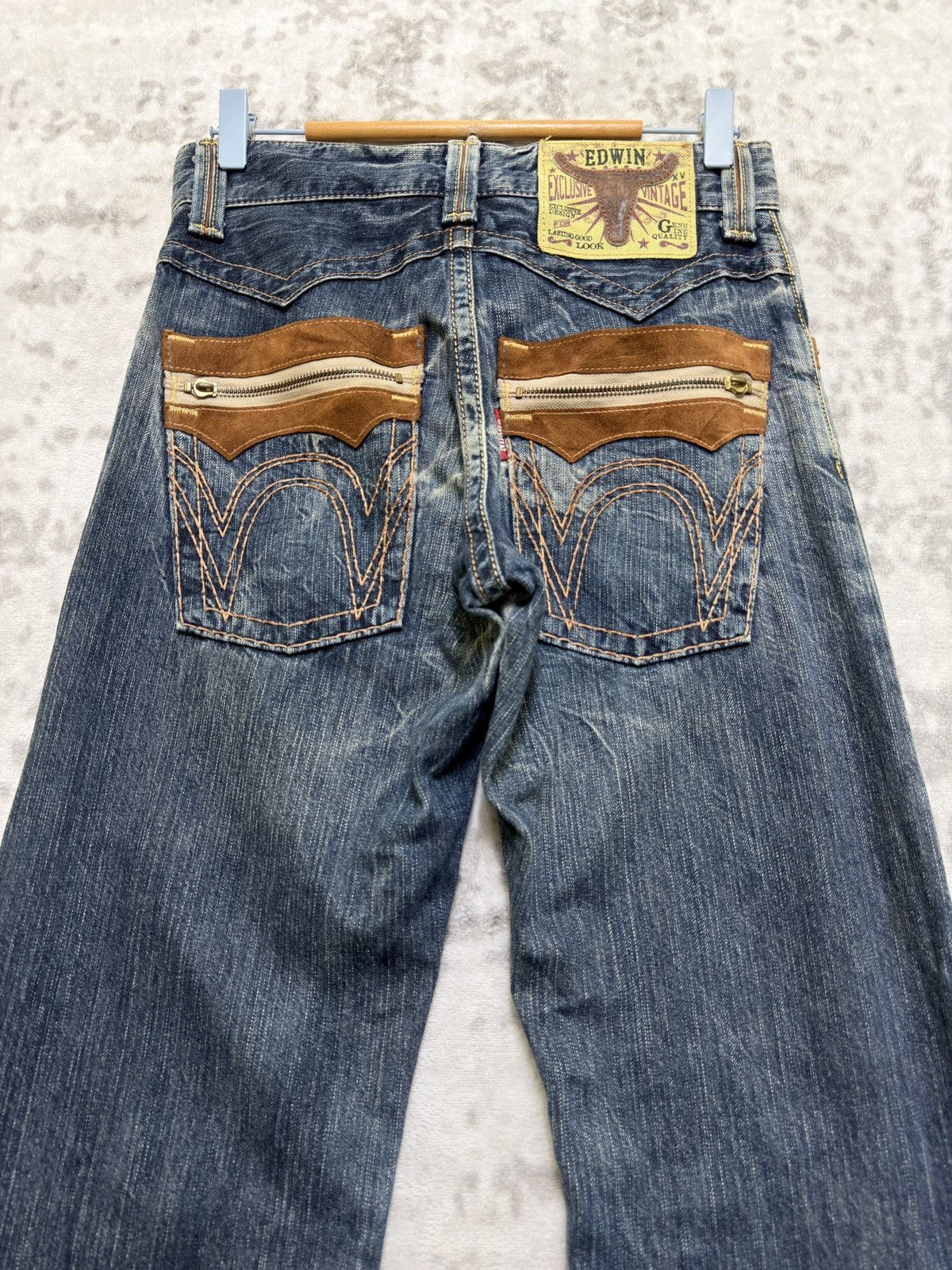 Edwin Vintage Edwin Western Suede Pocket Mud Wash Straight Denim Size US 27 - 10 Thumbnail