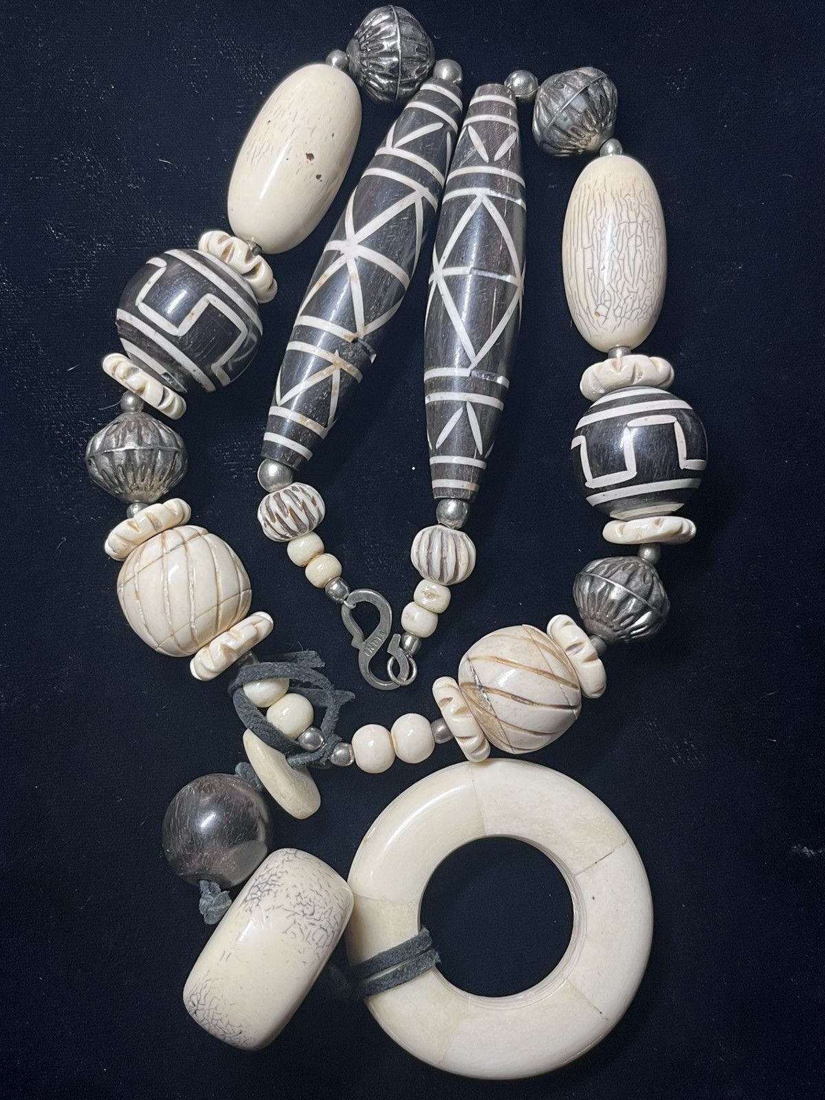 Other Vintage Indian Tribal Statement NecklaceCarved Bone & Wood Size ONE SIZE - 6 Thumbnail