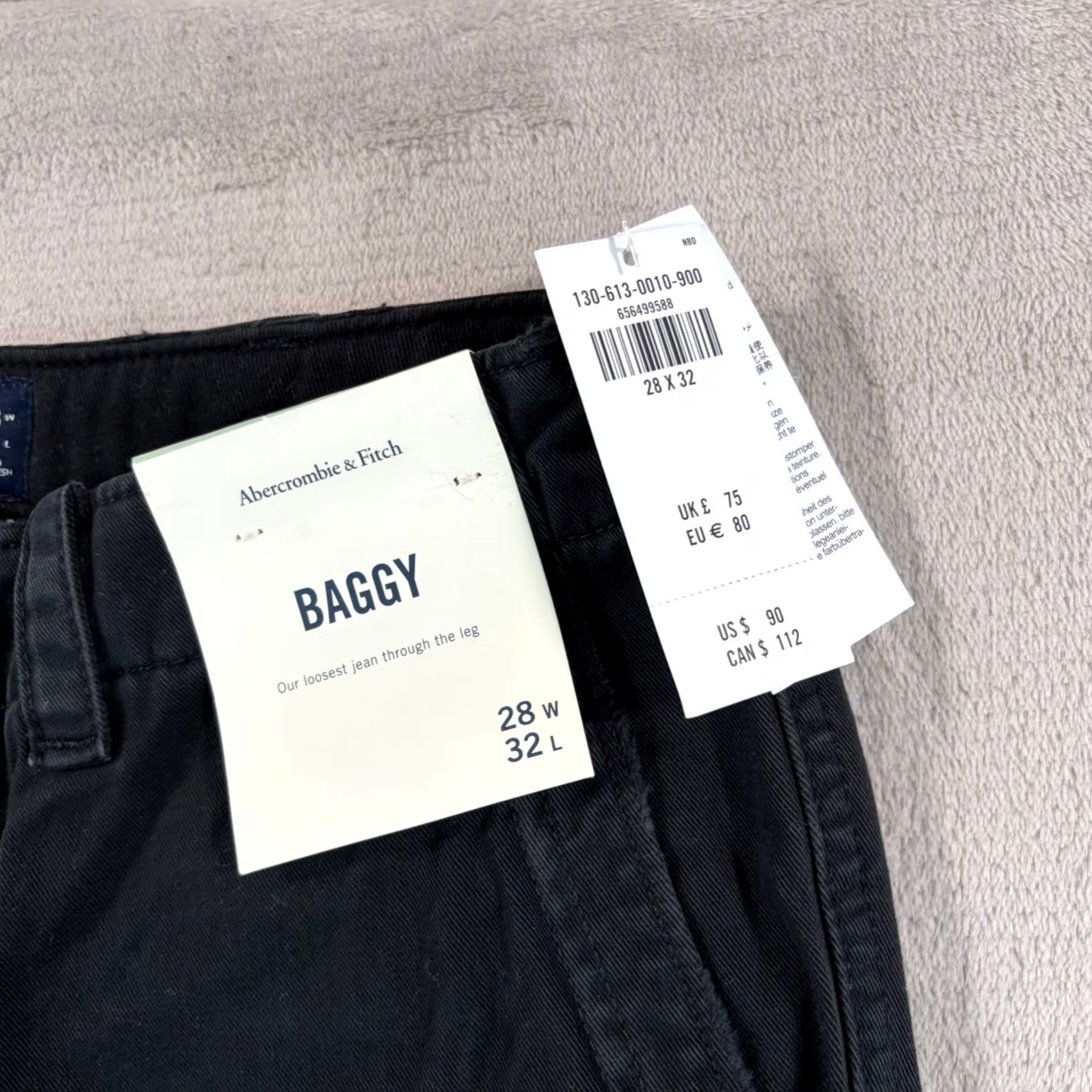 Abercrombie & Fitch Abercrombie & Fitch Cargo Pants Black Men 30x31 Baggy Relaxed Cotton Flat Front 31in Inseam Retro Grunge Style Size US 30 / EU 46 - 3 Thumbnail
