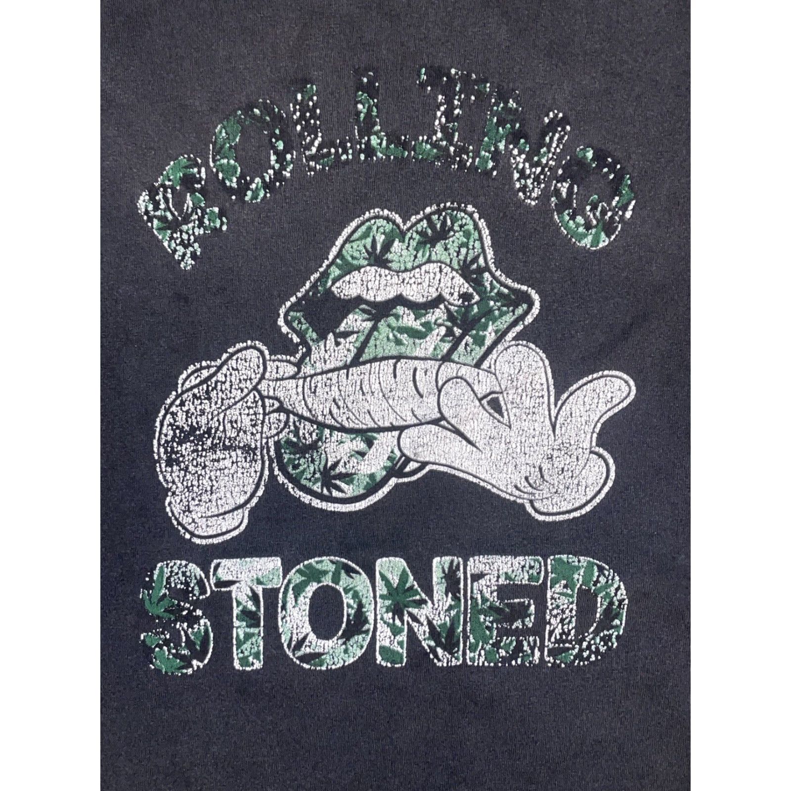 AAA VINTAGE Rolling Stones Parody Stoner T-Shirt Black M Mens Size US M / EU 48-50 / 2 - 2 Thumbnail