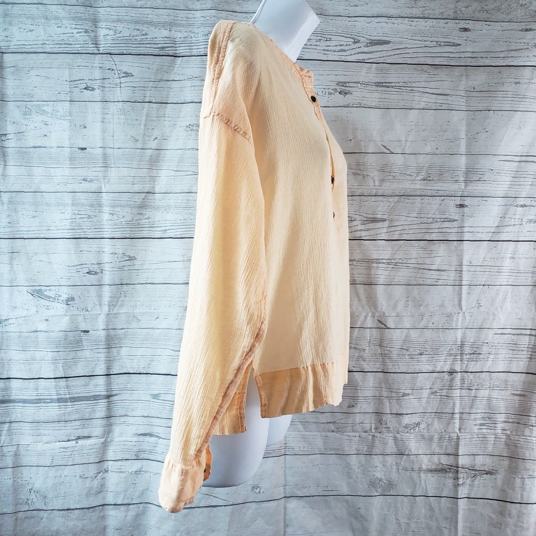 Lou & Grey Lou & Grey Womens Popover Top Sz Small Solid Orange Long Sleeve Cotton Shirt Size S / US 4 / IT 40 - 2 Thumbnail