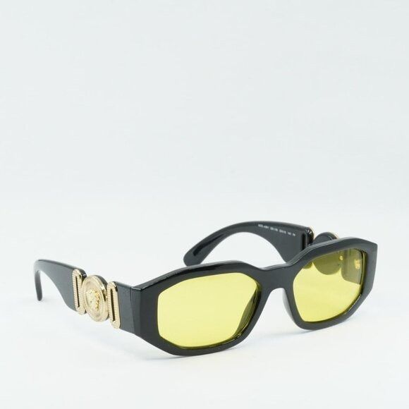 Versace Versace VE4361 GB1/85 Sunglasses Solid Black Oval Frame Size ONE SIZE - 4 Thumbnail
