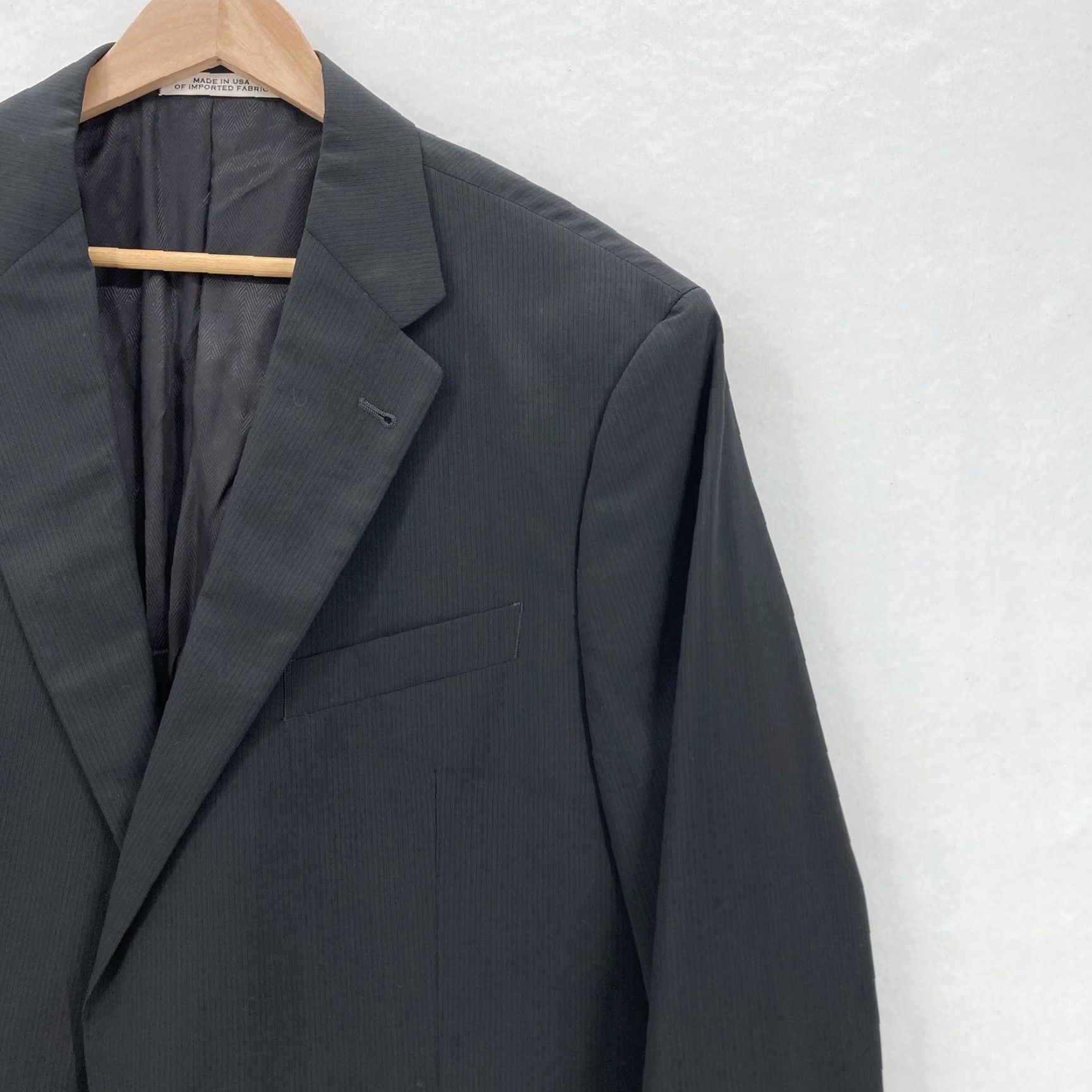 Joseph Abboud VINTAGE Joseph Abboud Blazer 44L Charcoal Pinstripe Slim Fit Super 110s Zignone Italian Jacket/Coat Size 44R - 2 Thumbnail