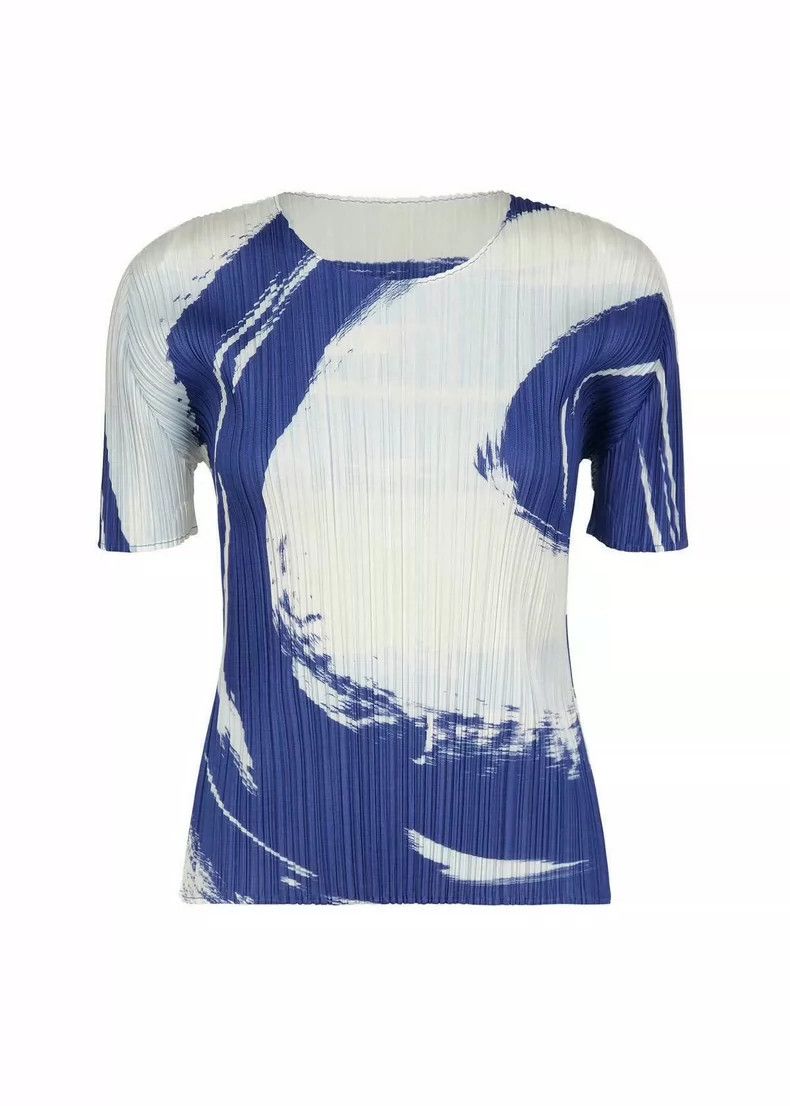 Issey Miyake issey miyake size:3 White and blue pleated top Size XXS / US 00 / IT 34 - 1 Thumbnail