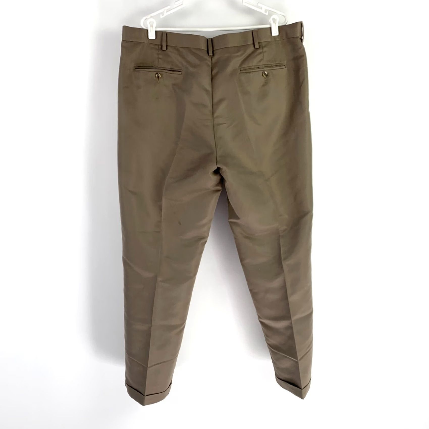 Perry Ellis Perry Ellis Portfolio Khaki Pants Mens 42 x 32 Pants Khaki 100% Polyester Front Flat Front Big & Tall Inseam 32 Pockets Zipper Button Read Stains Size US 42 / EU 58 - 3 Thumbnail