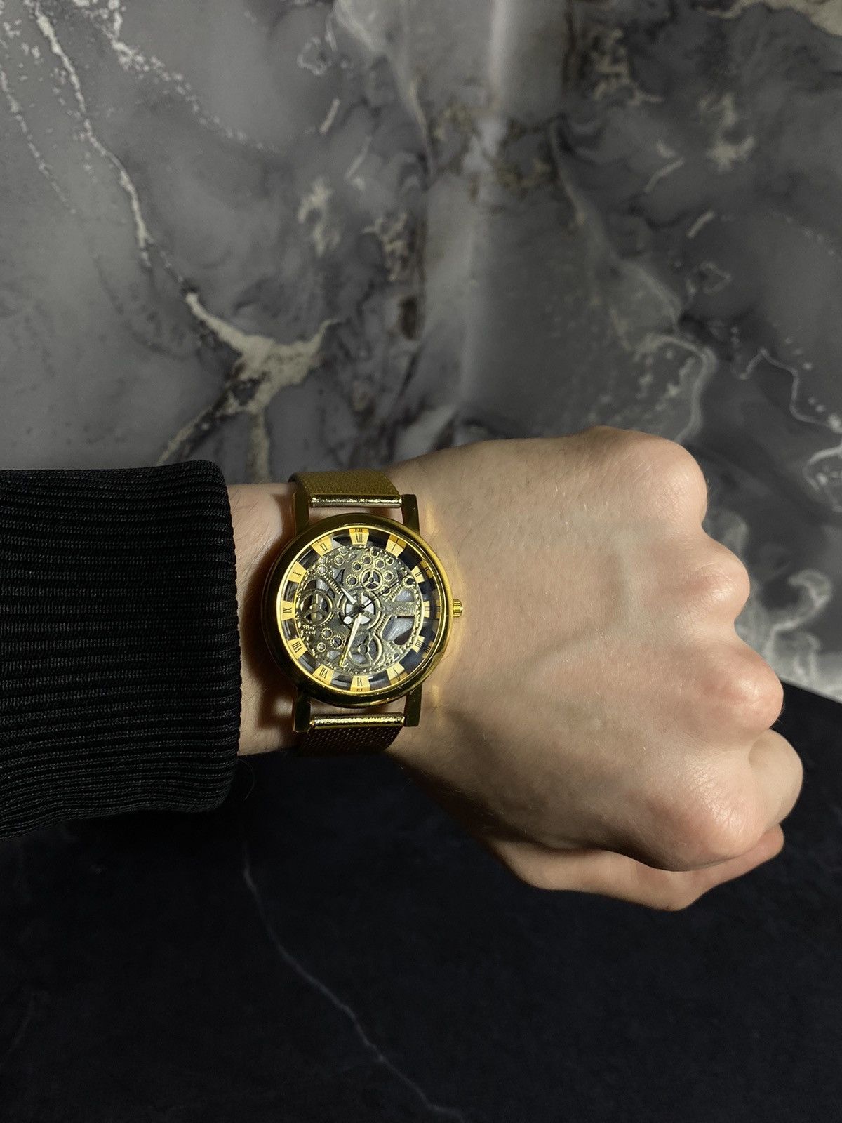 Vintage MEYKEY Skeleton Mechanical Watch Gold Mesh Japanese Brand Size ONE SIZE - 10 Thumbnail