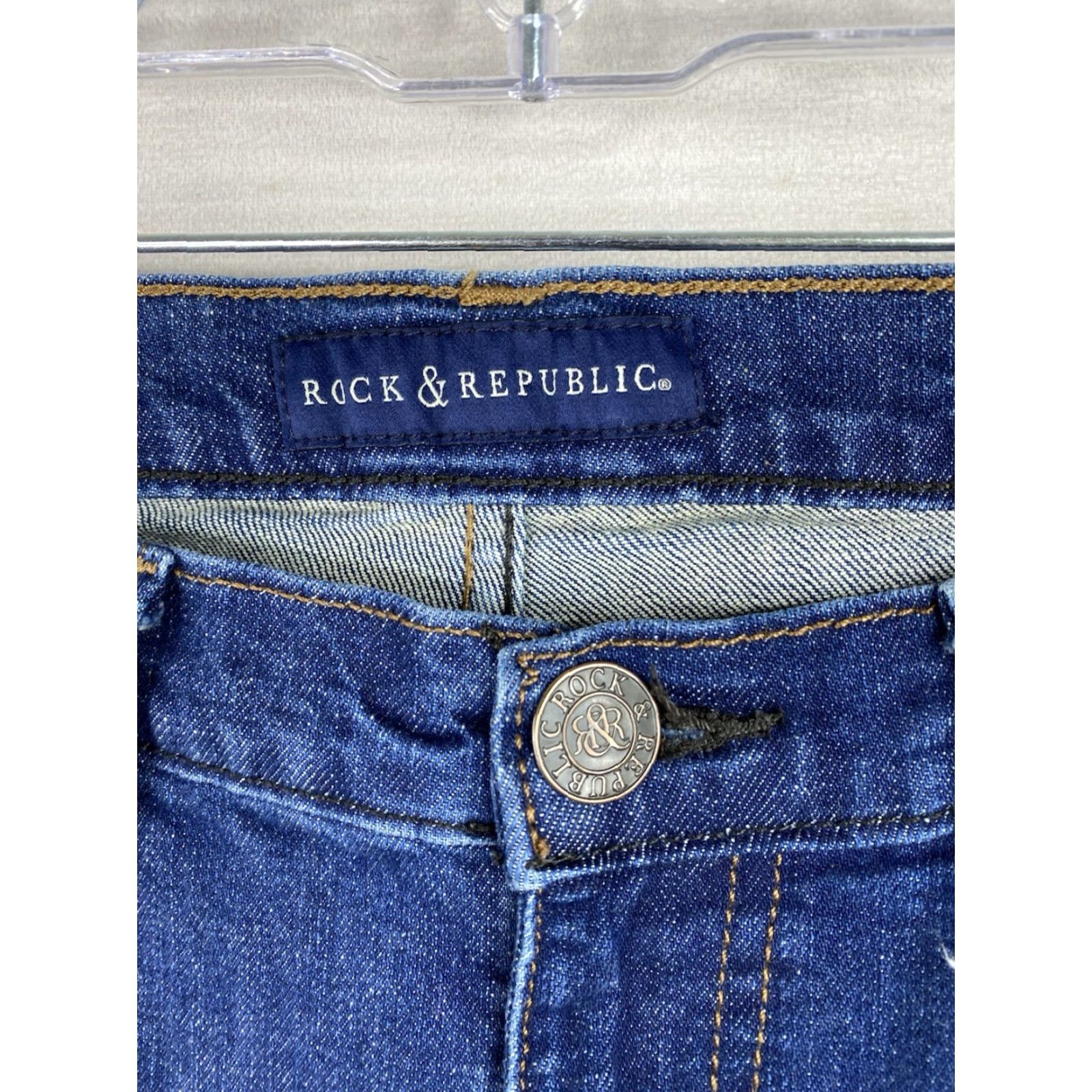 Vintage Rock & Republic Jeans 12 Blue Kasandra Bootcut 5-Pocket Distressed Denim Women’s XL-Size Size 32" / US 10 / IT 46 - 3 Thumbnail