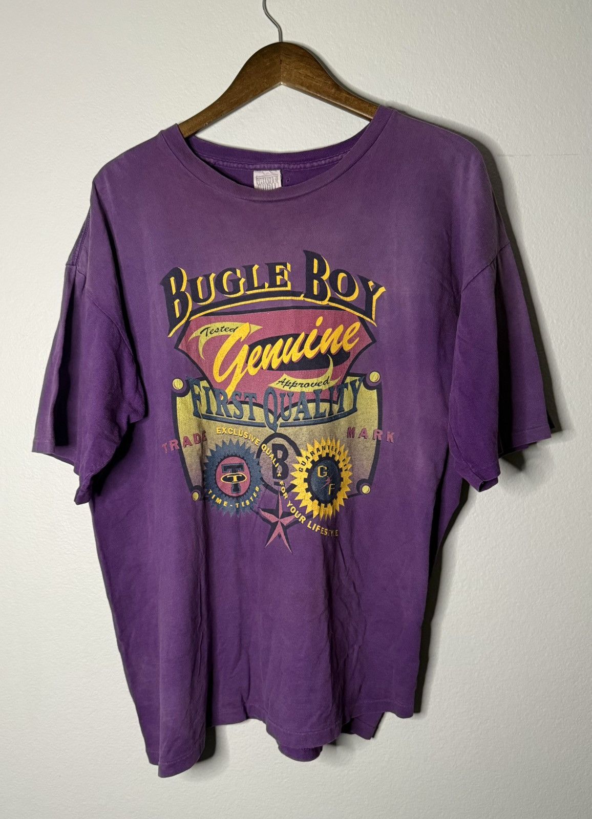 Bugle Boy Vintage Bugle Boy Genuine Graphic Tee Purple XL Size US XL / EU 56 / 4 - 1 Thumbnail