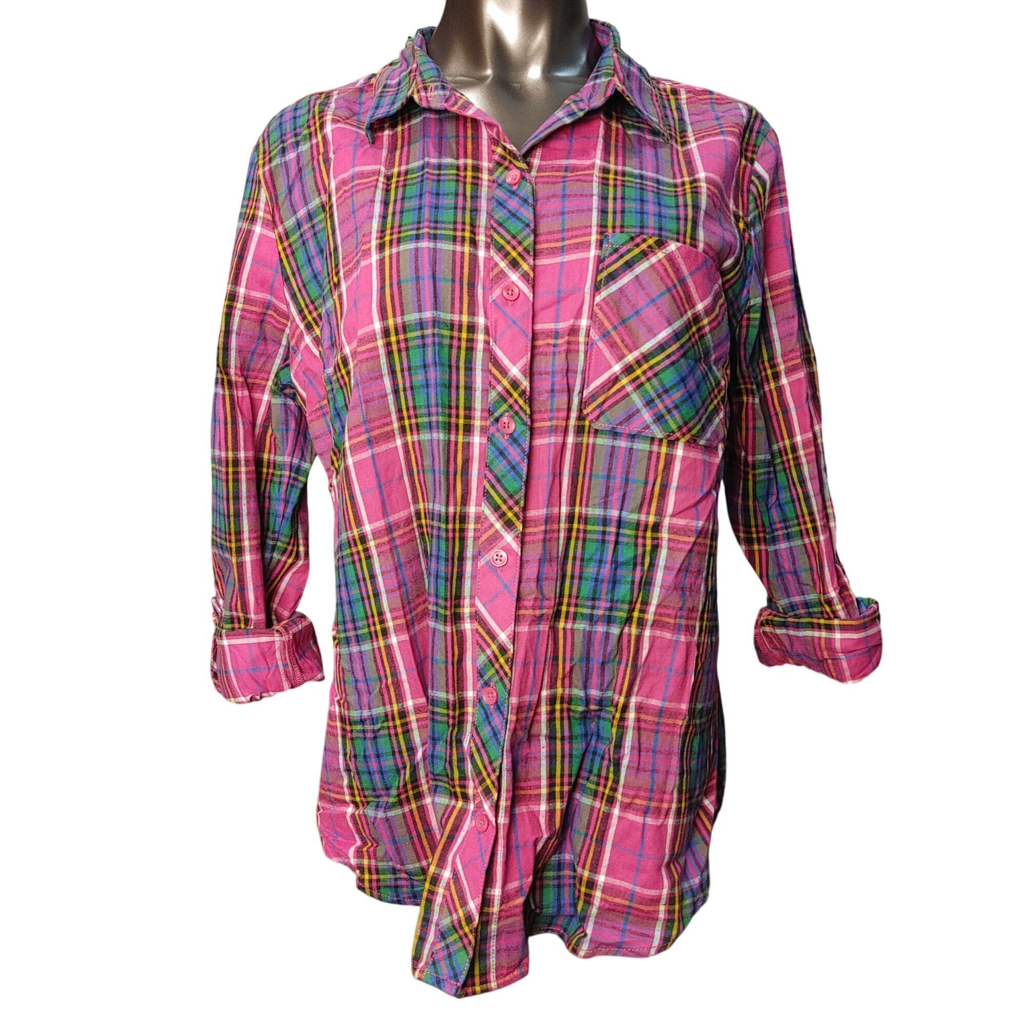 Other Time & Tru Women's Red/Multi-Colored Plaid Button Dwn Long S Size XL / US 12-14 / IT 48-50 - 1 Thumbnail