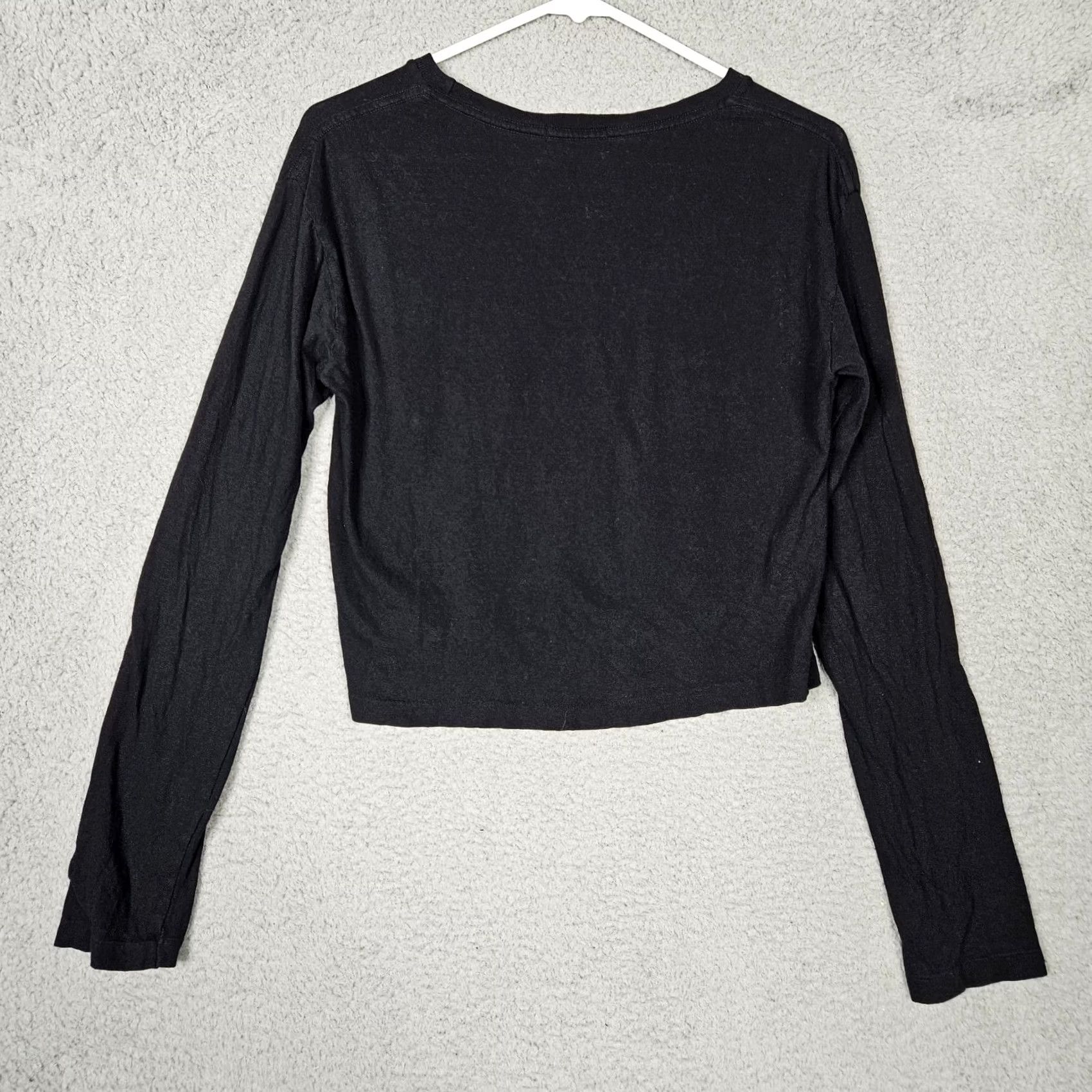 Denime DENIM FORUM Womens Black Cropped Long Sleeve Tee Size S Size S / US 4 / IT 40 - 7 Thumbnail