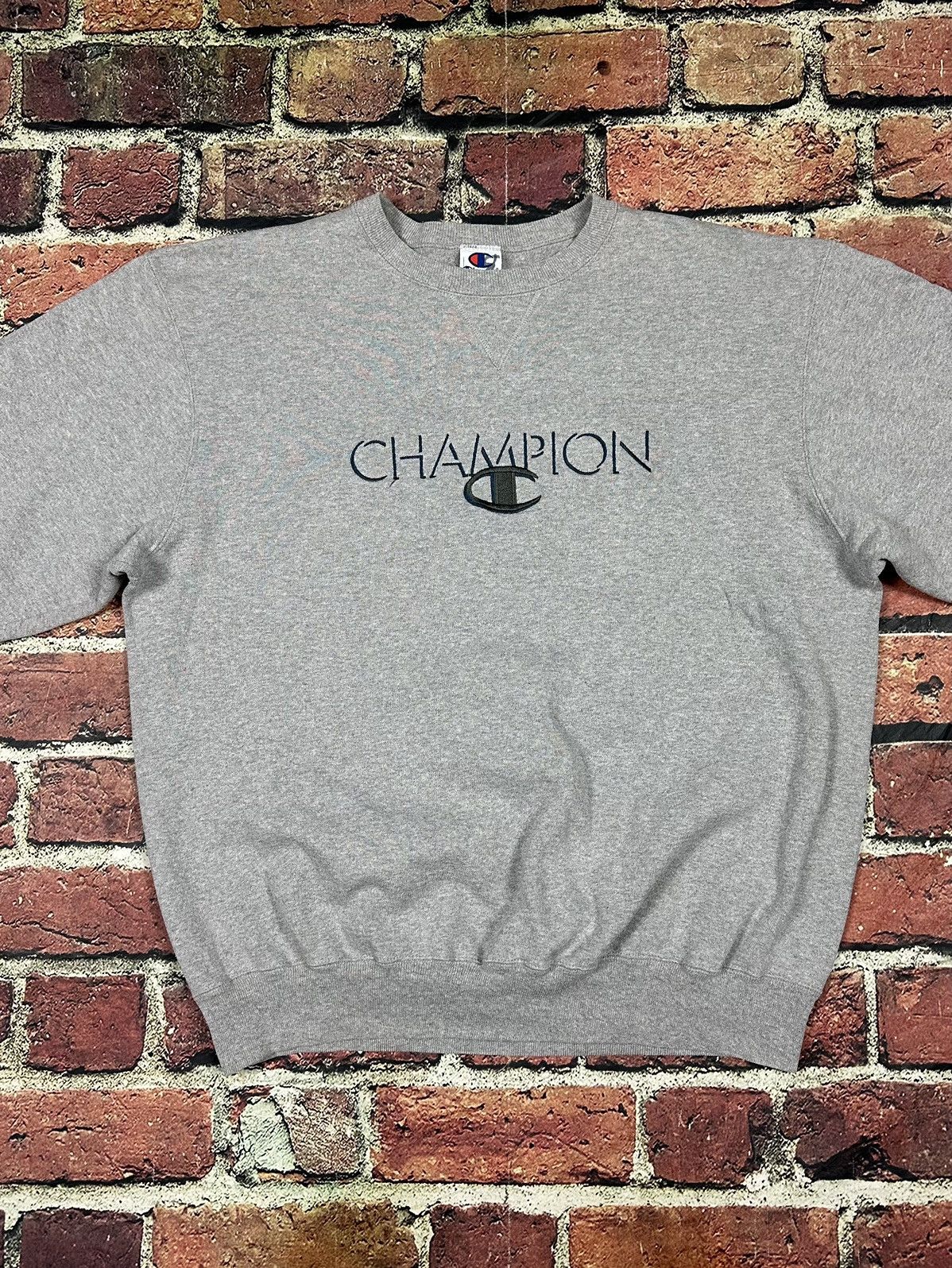 Champion Vintage 90s Champion Sweatshirt Spell Out Logo Embroidered Size US XL / EU 56 / 4 - 2 Thumbnail