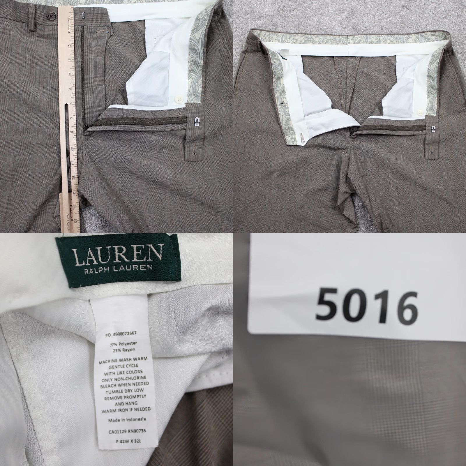 Ralph Lauren LAUREN Ralph Lauren Dress Pants Mens 42x32 Beige Polyester Wool Viscose Stretch Flat Front Straight Denim? Wait. Size US 42 / EU 58 - 8 Thumbnail