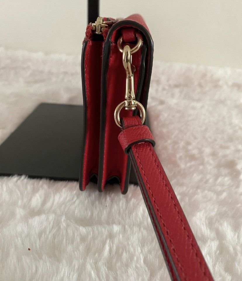 Coach Coach Crossgrain Leather Foldover Wristlet/Wallet in Red Size ONE SIZE - 5 Thumbnail