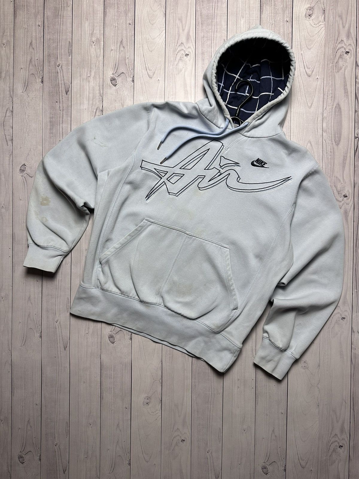 Vintage Nike Air Hoodie big logo size L blue distressed