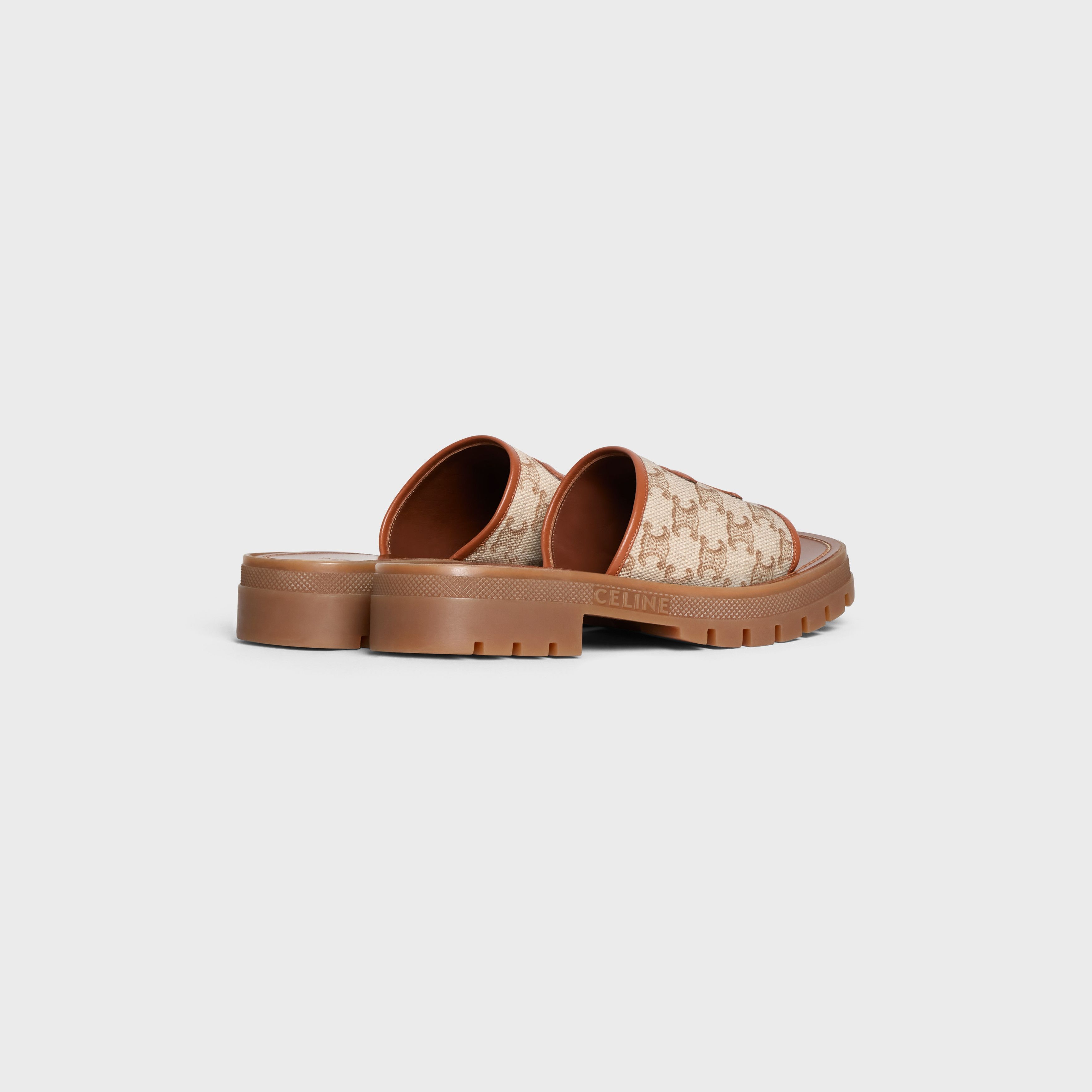 Celine o1bcso1str0925 348512275C Clea Triomphe Slides Brown/Beige Size US 10 / IT 40 - 3 Thumbnail