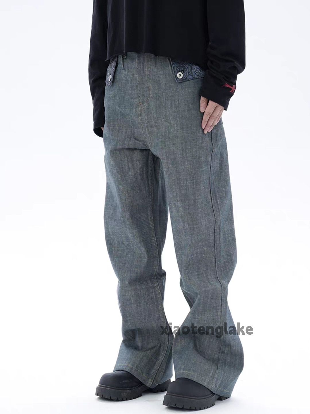 パンツ opium coating wide flare denim Jean zx denim wide Leg flared skate hiphop opium jeans | Grailed