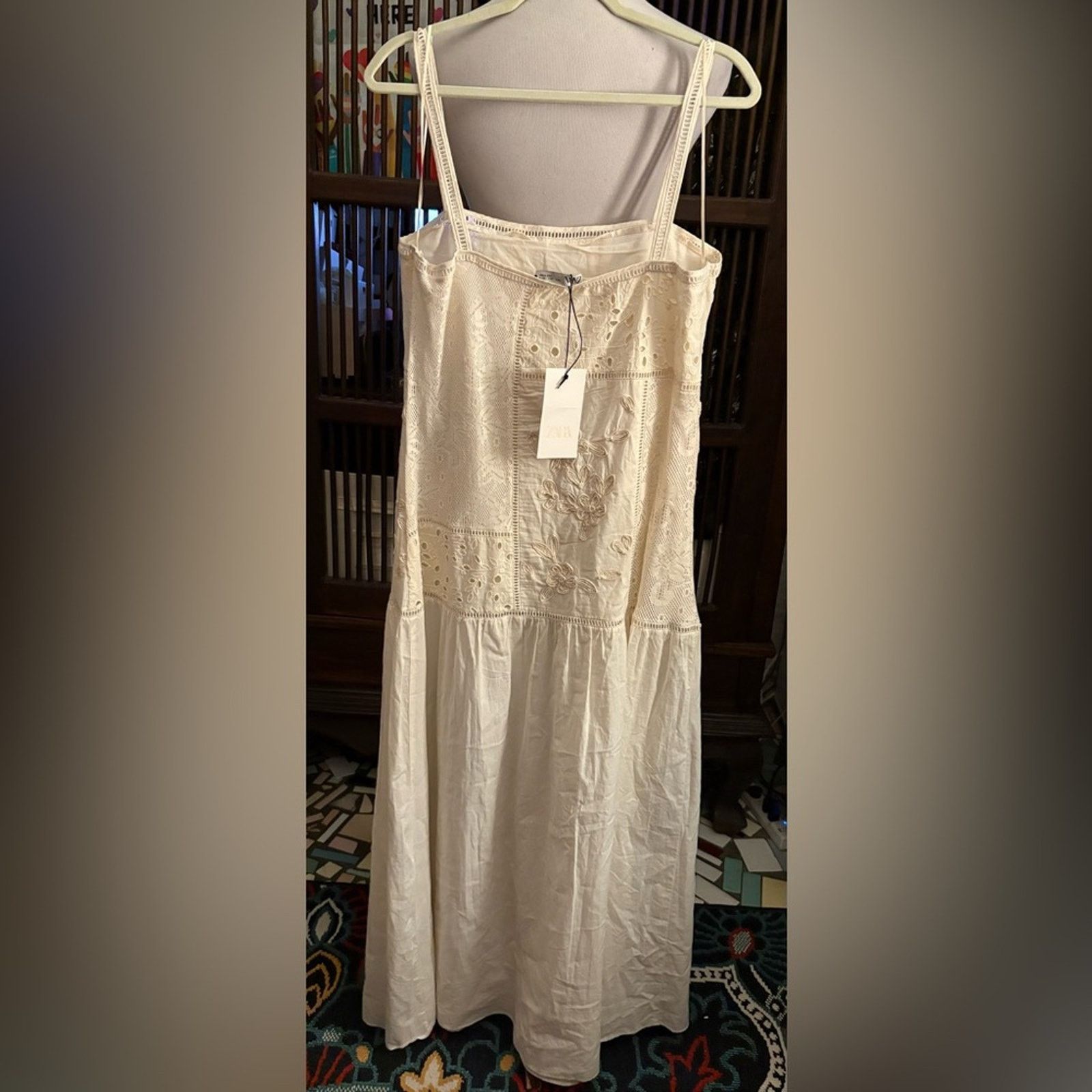 Zara Nwt- ZARA WOMENS PATCHWORK EMBROIDERED MIDI DRESS-L Size L / US 10 / IT 46 - 3 Thumbnail