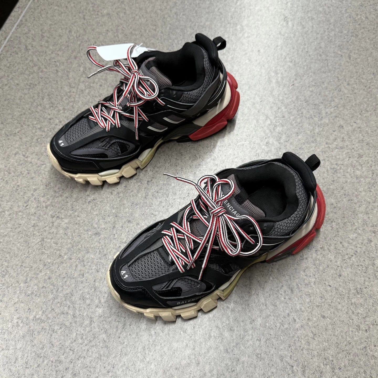 Balenciaga Balenciaga Track 41 Black Red Distressed Original Box Size US 8 / EU 41 - 5 Thumbnail