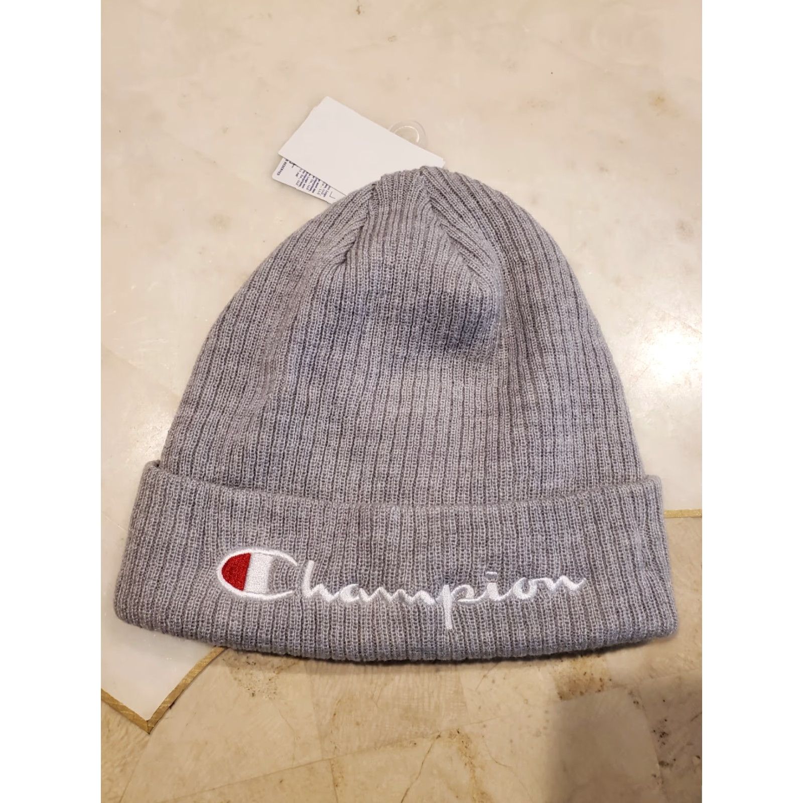 Champion Champion Mens Logo Cuffed Beanie Gray OS NWT Ribbed Acrylic Hat Accessories Size ONE SIZE - 8 Thumbnail