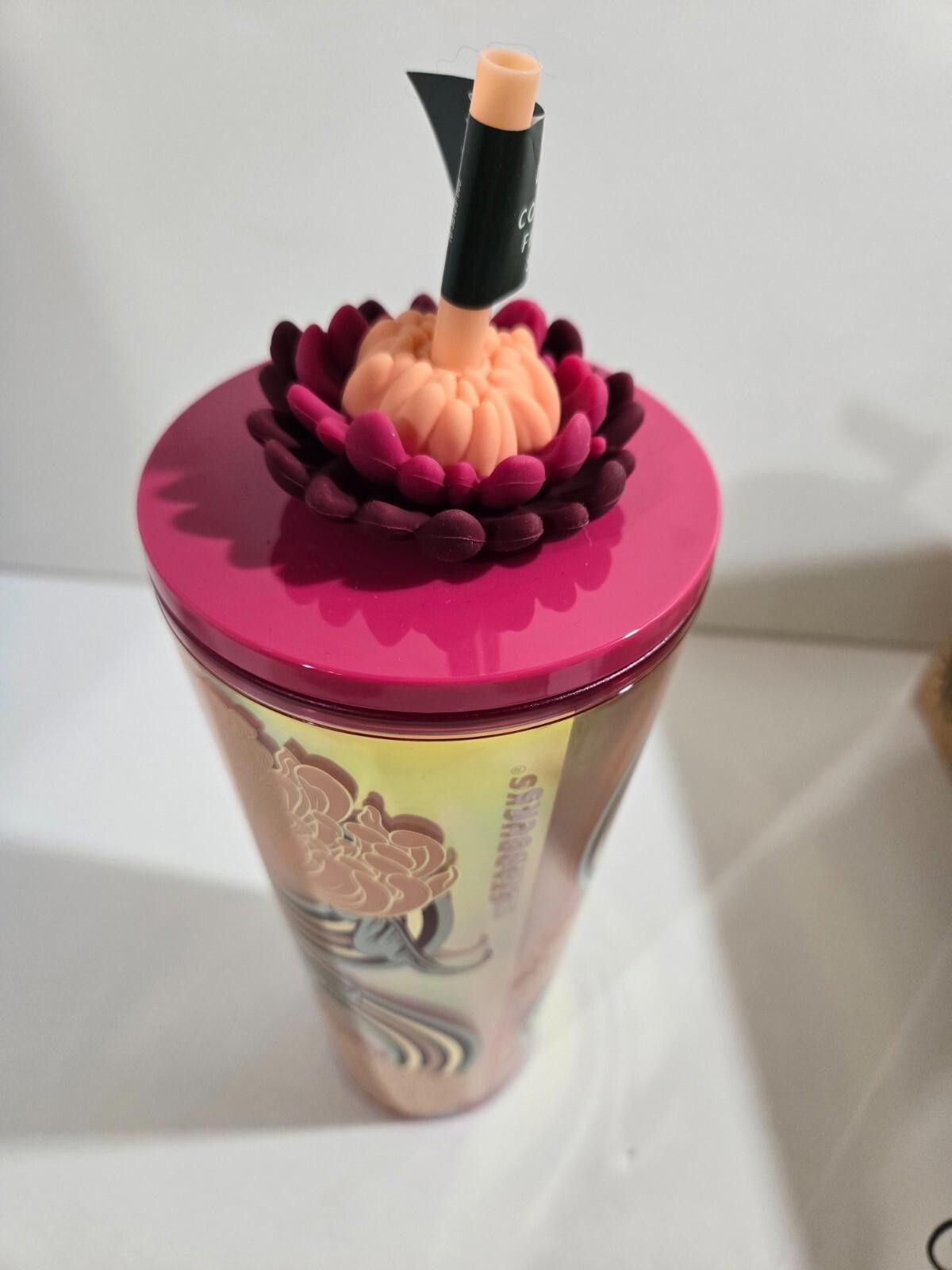 Designer Starbucks Christmas Tumbler Gold Flower Floral 24 oz NWT Size ONE SIZE - 2 Thumbnail
