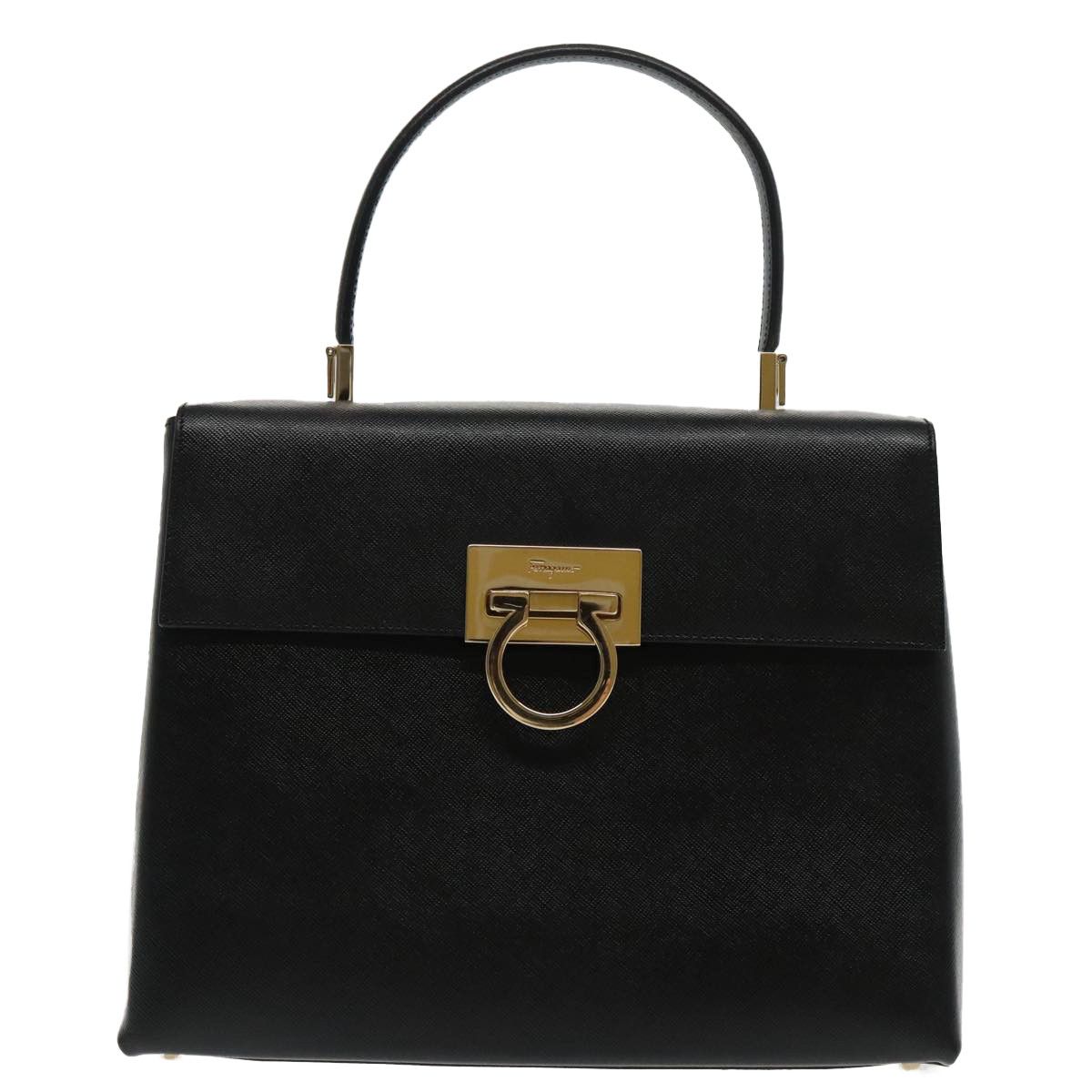 Salvatore Ferragamo Gancini Black Leather Handbag (Pre-Owned) Size ONE SIZE - 1 Thumbnail