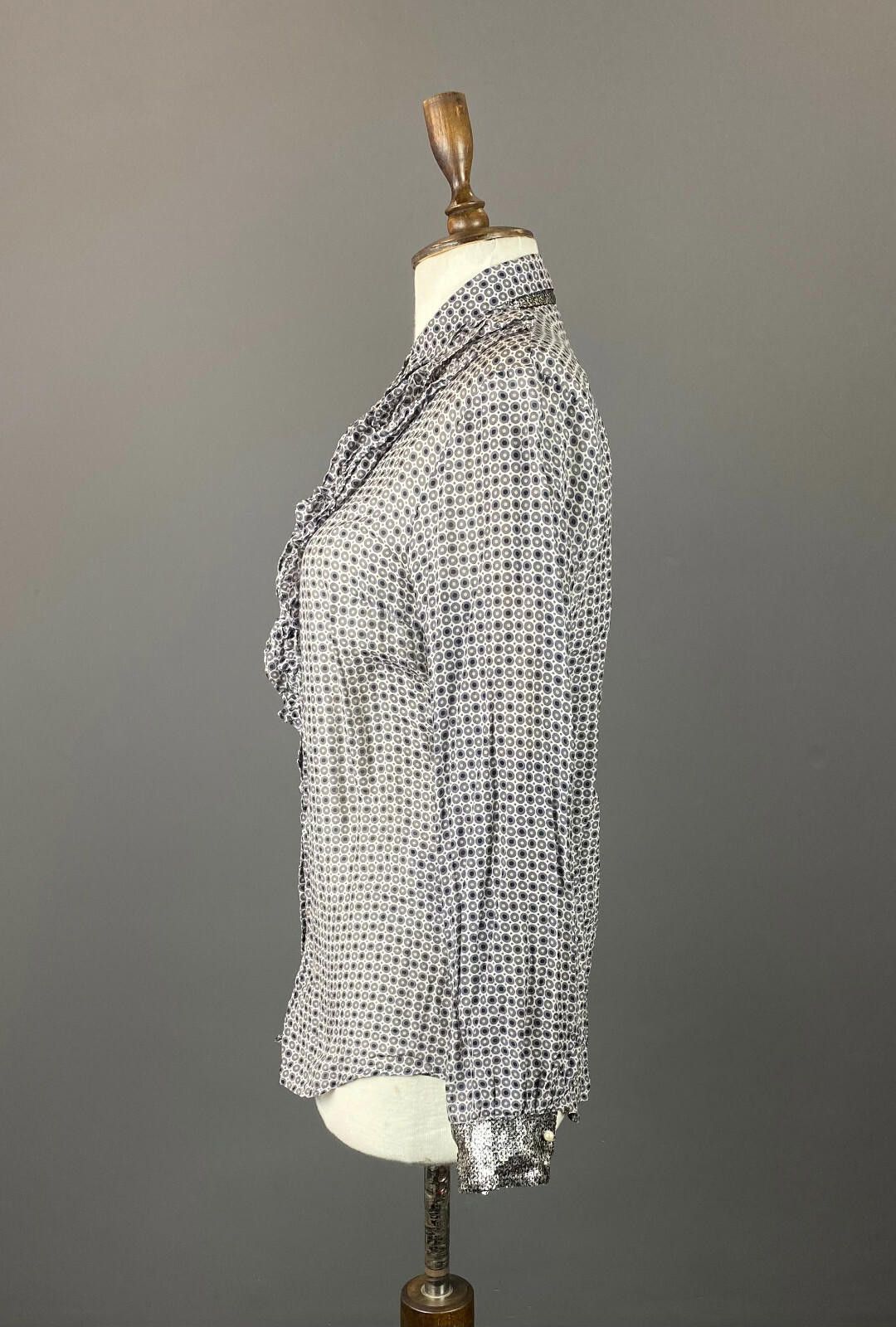 Designer Max Volmary Diamonds and Pearls Gray Blouse Shirt Size 40 Size M / US 6-8 / IT 42-44 - 4 Thumbnail