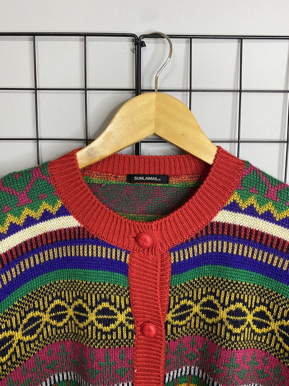 Aran Isles Knitwear × Japanese Brand × Vintage Vintage Cardigan Knitwear Sunlamail Size US L / EU 52-54 / 3 - 5 Thumbnail
