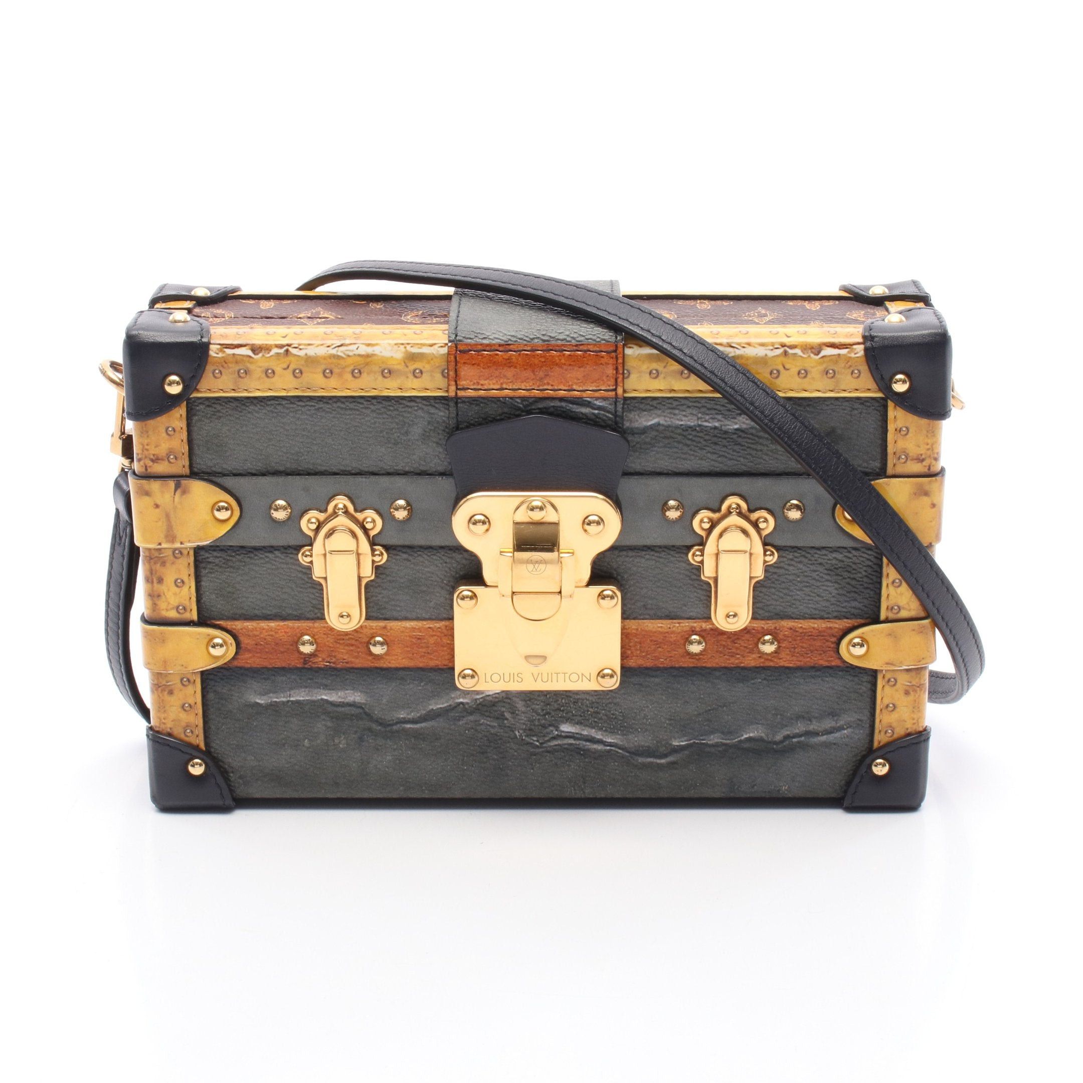 Louis Vuitton Louis Vuitton Petite Malle Shoulder Bag Leather Gray Brown Multicolor Size ONE SIZE - 1 Thumbnail