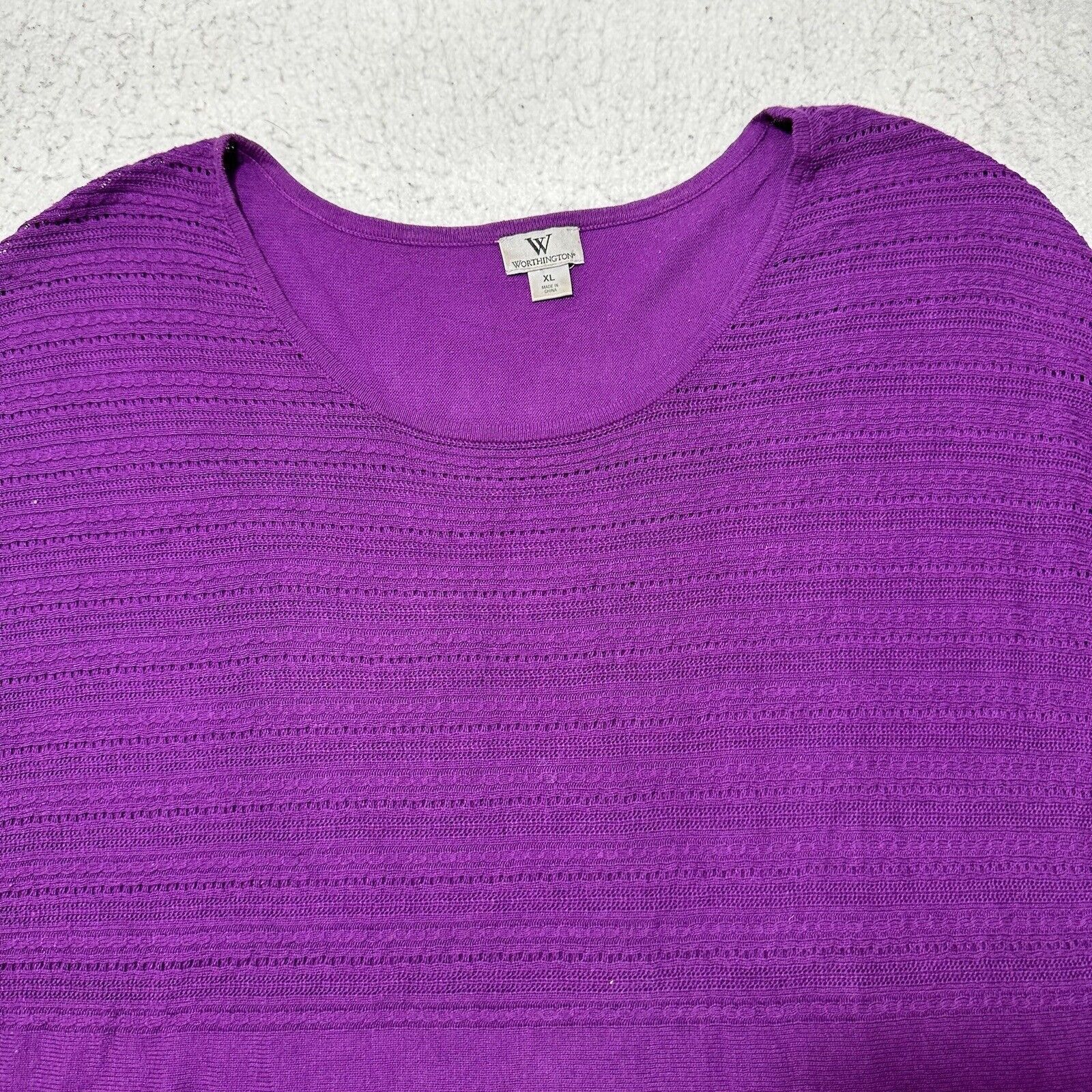Worthington Worthington XL Knit Top Short Sleeve Purple Sweater Shirt Size XL / US 12-14 / IT 48-50 - 2 Thumbnail