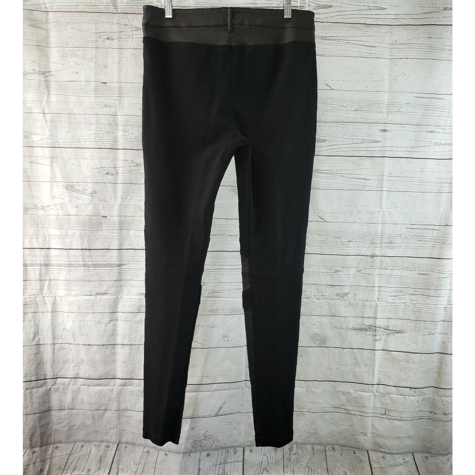 Vintage Catherine Malandrino Womens Pants Sz 8 Black Lamb Leather Ponte Mid Rise Skinny Trousers Mens Womens Size 30" / US 8 / IT 44 - 4 Thumbnail