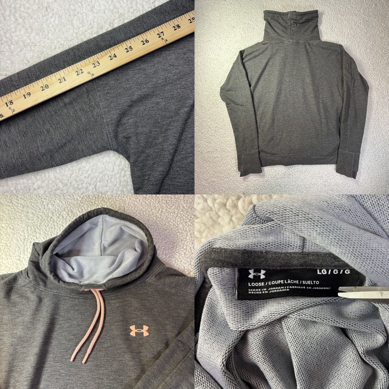 Under Armour Under Armour Womens XL Heather Gray Pink Fleece Mock Neck Long Sleeve Pullover Sweatshirt Size XL / US 12-14 / IT 48-50 - 8 Thumbnail
