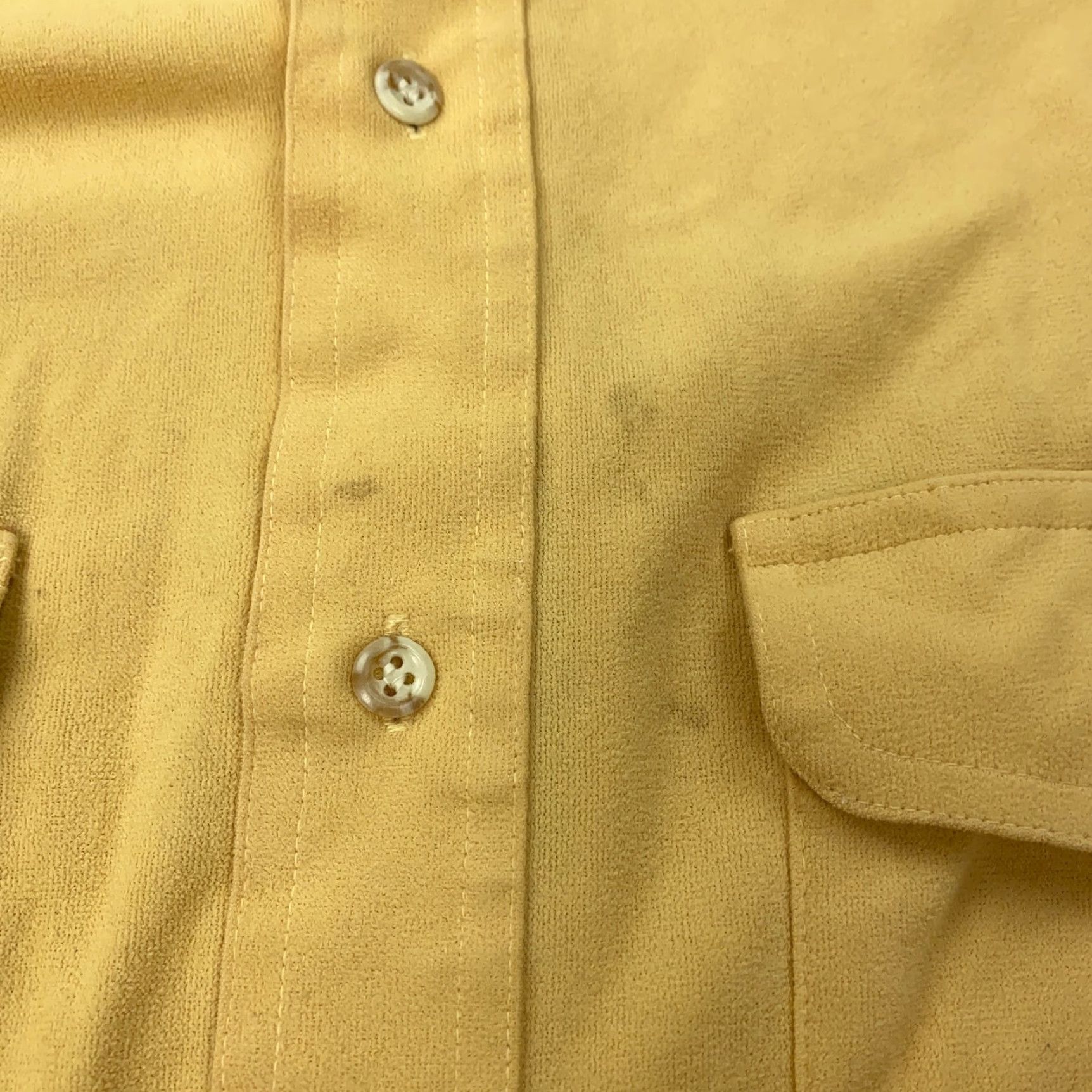 Sears VINTAGE Fieldmaster Sears Shirt Mens Large Pale Yellow 70s Button-Up Long Sleeve Collared Solid Workwear Casual Travel Jeans Shirts? Size US L / EU 52-54 / 3 - 2 Thumbnail