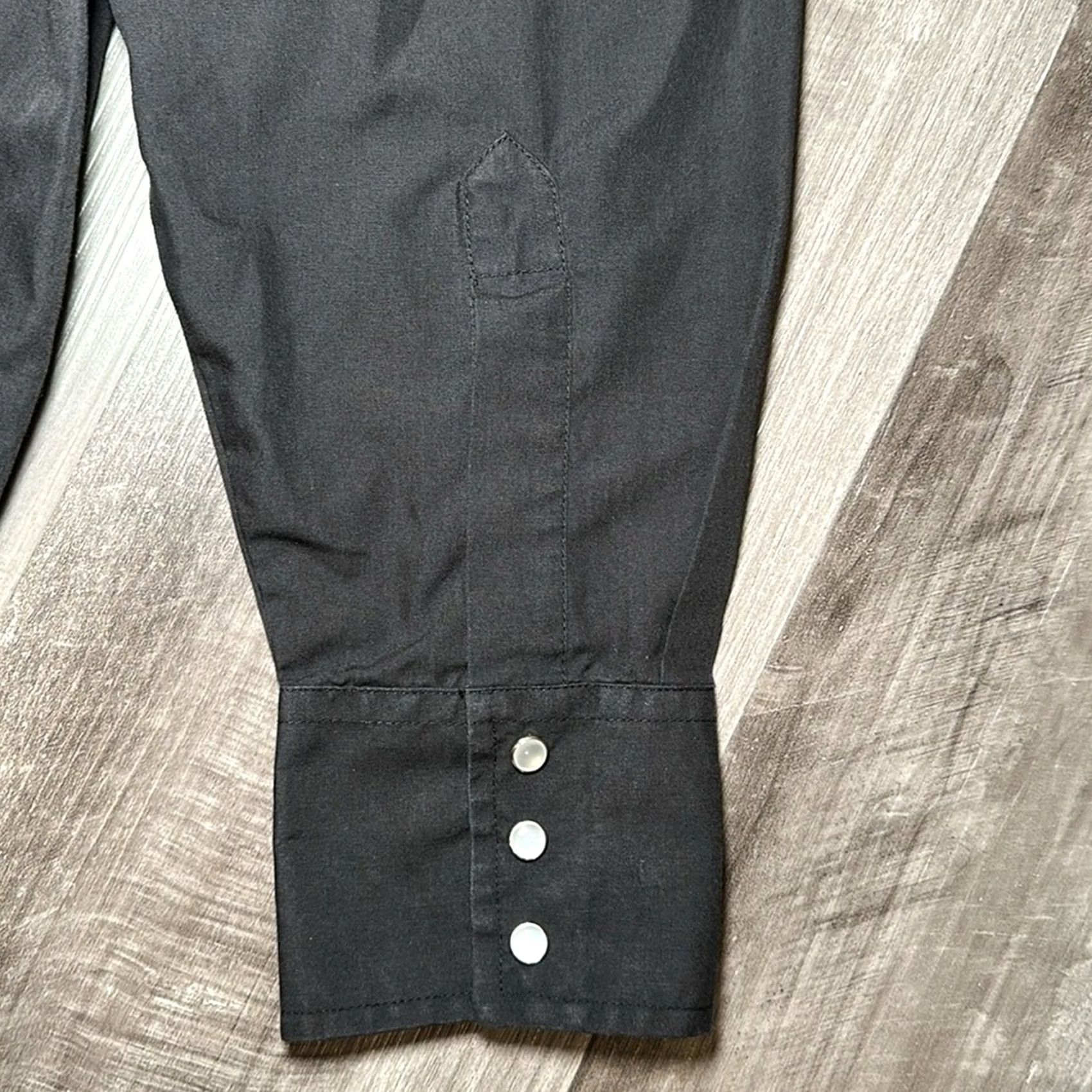 X-LARGE Plains Western Wear Long Sleeve Pearl Snap Button Black Large Mens L Shirt Size US L / EU 52-54 / 3 - 4 Thumbnail