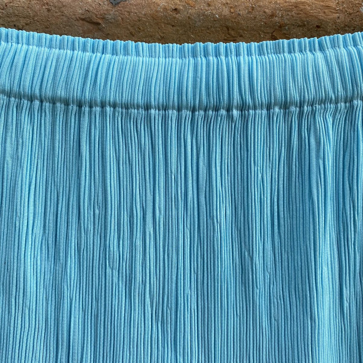 Coneco Sky Blue Pleated Elastic-Waist Skirt